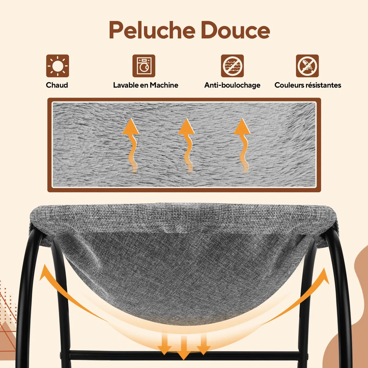 LIFLIX Hamac d'extérieur surélevé pour Chat avec Peluche Amovible et Lavable, hamac Debout pour l'intérieur et l'extérieur (Gris)