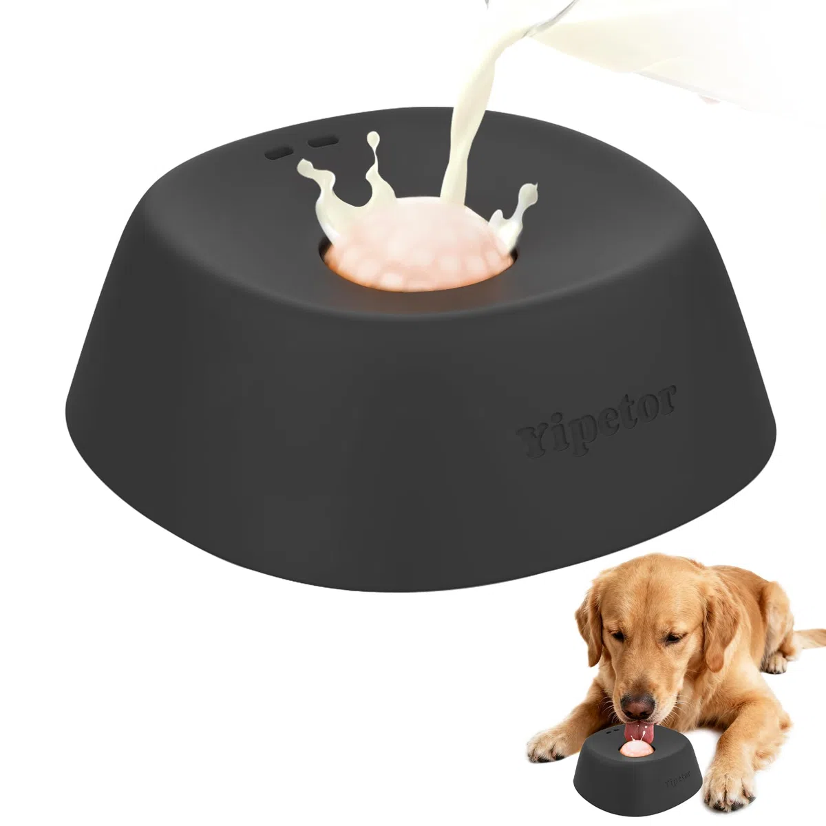 Yipetor Bol de Léchage Chien pour Friandises Liquides, Gamelle Anti Glouton Chien pour Bouillon d'os pour Chien, 3/4 Tasse de Yaourt, Jouet à Lécher pour Chien de Petite, Moyenne et Grande Race
