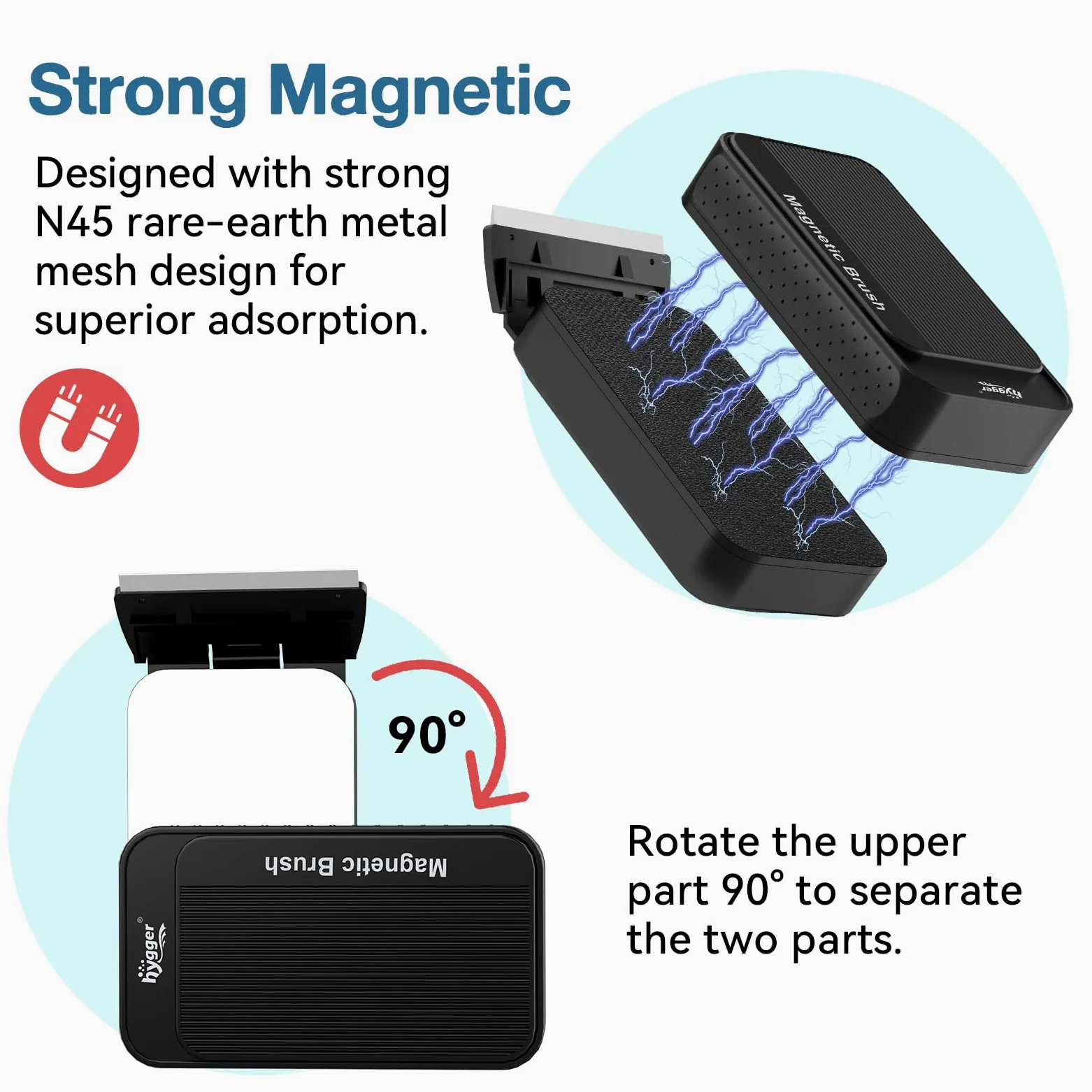 hygger Aimant À Algues Aimant Brosse Aquarium Nettoyage Vitre,Nettoyeurs d'algues pour Aquarium Magnétique Outil de Nettoyage Avec Grattoir(L)