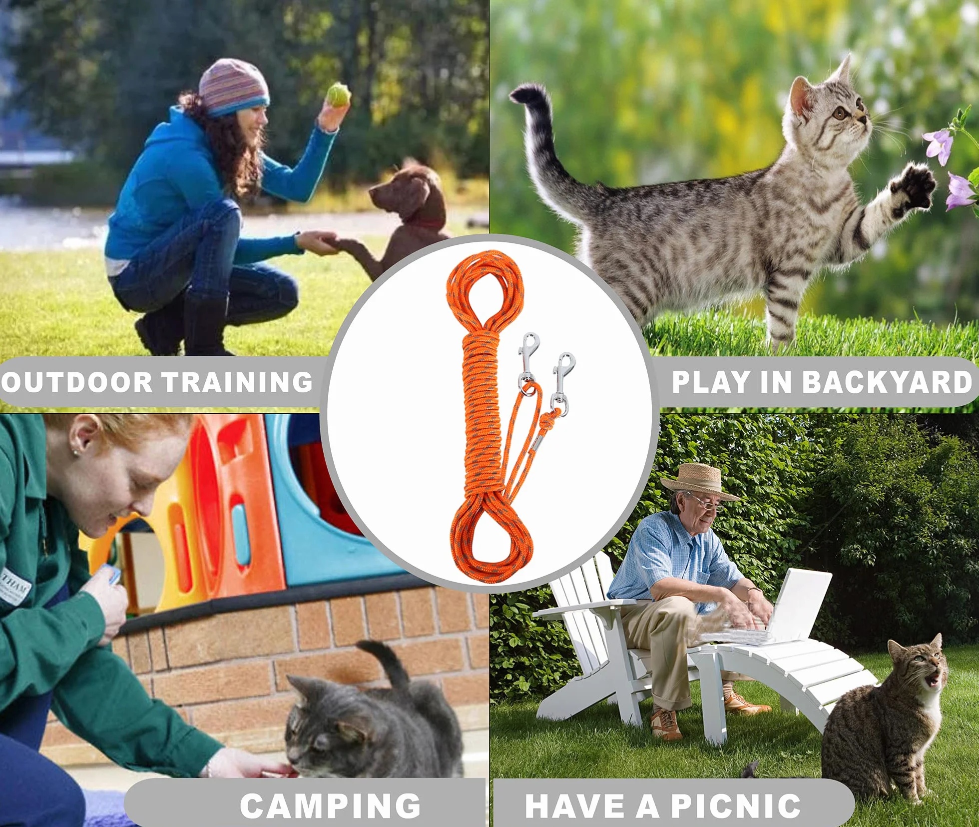 Laisse réfléchissante pour Chat – Câble Anti-Fugue – Laisse Longue et sûre pour la Marche, la Cour, Durable, sûre, personnalisée, pour Chiots, Chatons, Lapins, Petits Animaux