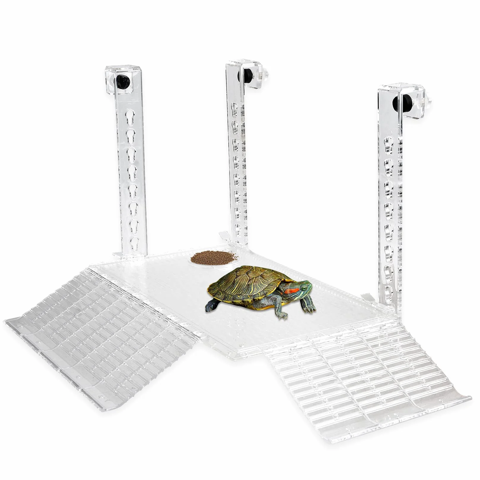 Grande plate-forme pour tortues - Rampe pour tortues - Accessoires pour tortues - Avec échelle rocheuse - Pour installation d'aquarium (L)
