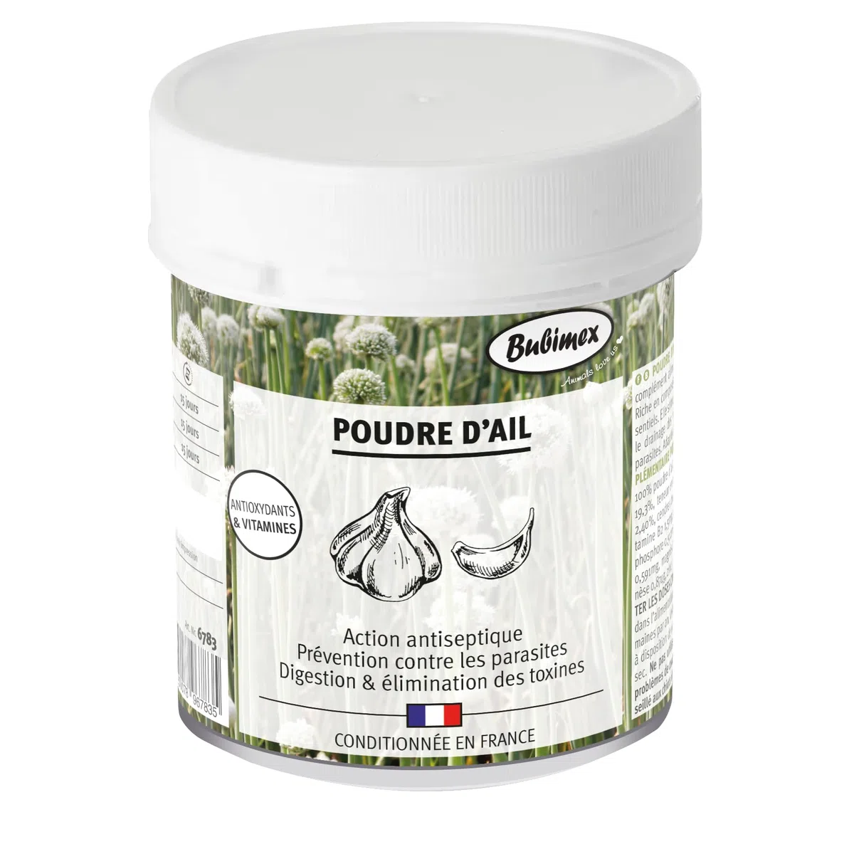 Bubimex - Poudre d'Ail - Complément Alimentaire 100% Naturel pour Chiens et Chats - Riche en Antioxydants - Antiseptique, Anti-parasites, Digestion et Elimination des Toxines - 400g