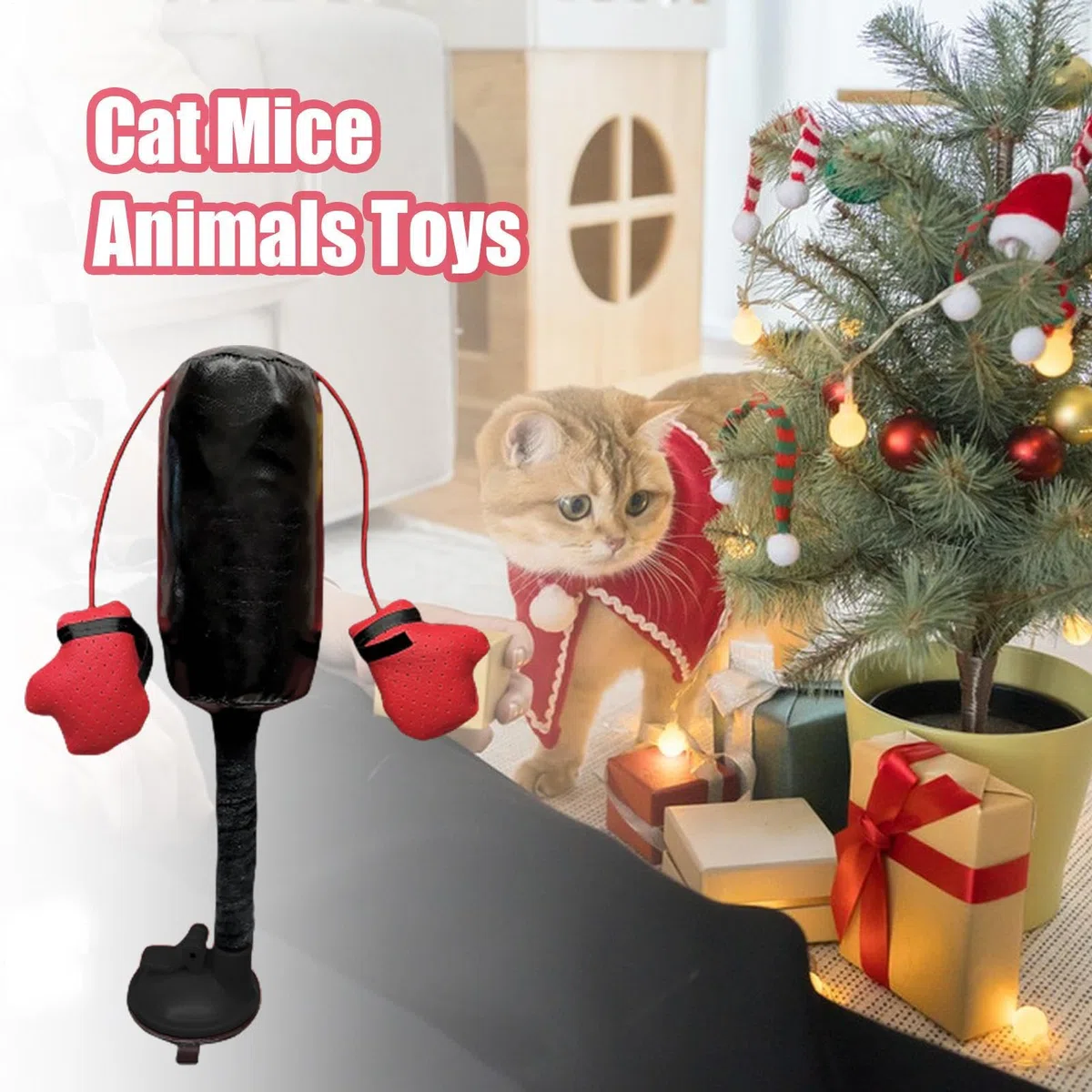 Sac de Frappe pour Chat, 14 x 29 cm Ca-TS Boxing Ba-GS Toy, Ca-t Punch Ba-g, C-at Jouet d'exercice, créatifs pour Chaton, sûrs, Jouet d'exercice interactif pour Animaux de