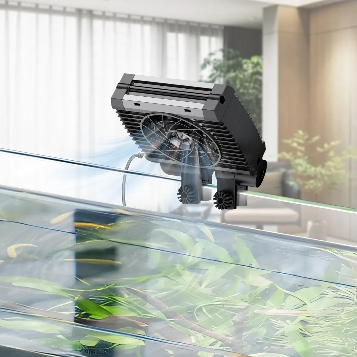 Pawfly Refroidisseur d'aquarium, d'aquarium Silencieux, Ventilateur d'aquarium avec Vitesse réglable et minuterie, Refroidisseur d'eau pour Terrarium jusqu'à 40cm de Bassin (1 Ventilateur)