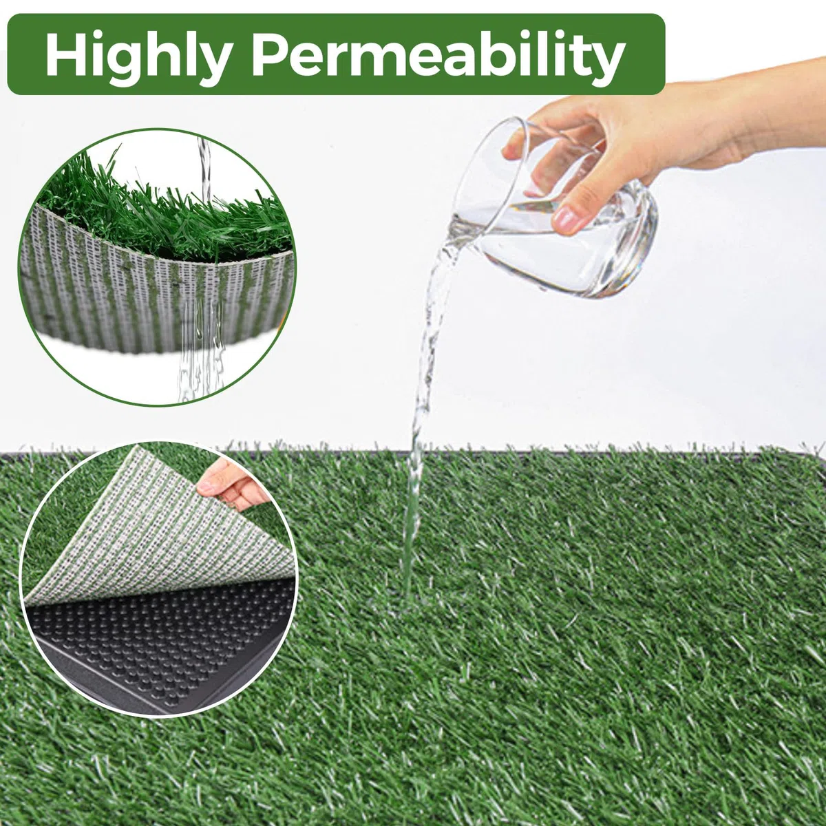 Tapis de propreté chien, Système de Toilette en Gazon Artificiel à 3 Couches, Litière Portable pour Chiens pour l’Apprentissage de la Propreté en Intérieur et Extérieur, 50 x 40 cm (avec pipi pad)