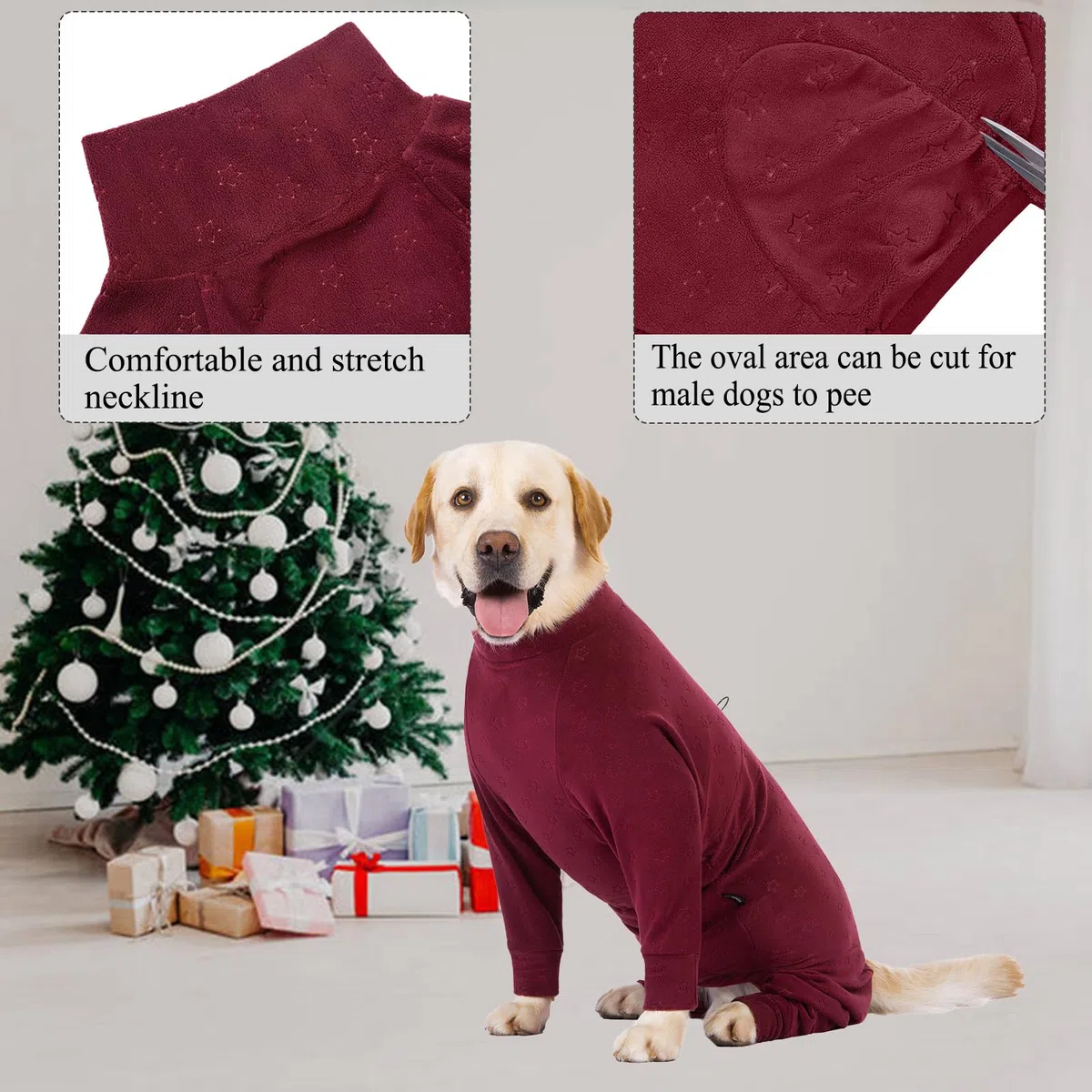 Manteau en polaire gaufré pour chien avec pattes - Pull en polaire pour chien - Manteau chaud pour chien - Vêtements d'hiver pour chien pour chiens de taille moyenne et grande - Pyjama pour
