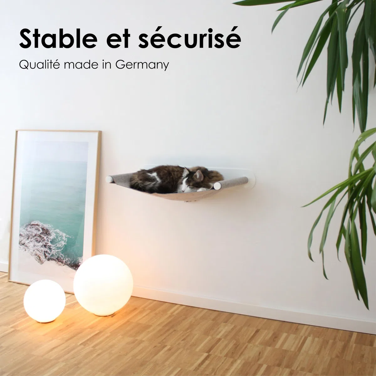 LucyBalu® Swing Hamac Mural pour Chat en Feutre Naturel I Blanc