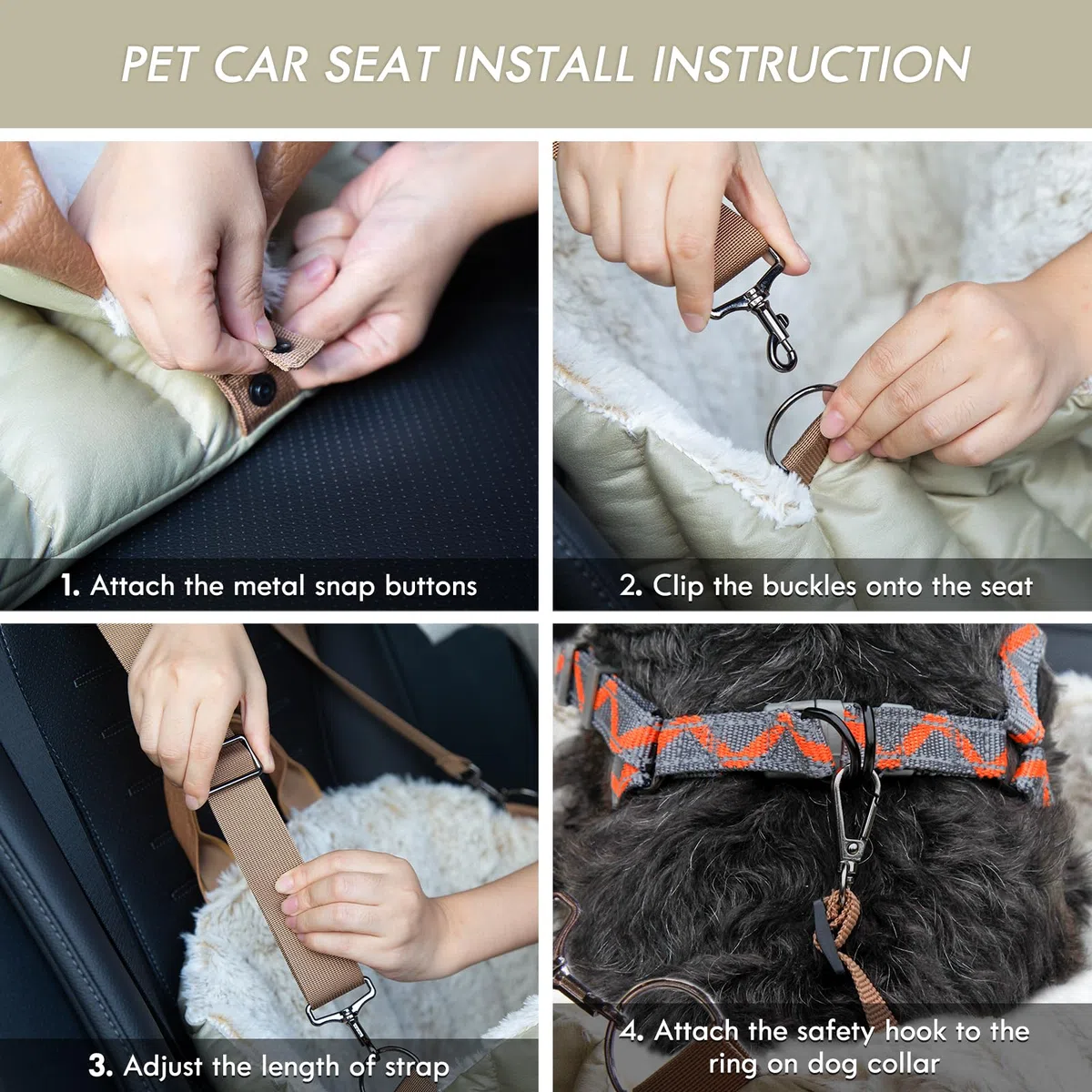 ClevaHome Sac de Transport pour Petit Chien – Siège Auto Antidérapant et Panier de Voyage pour Chien jusqu'à 4,5 kg, Lit Transportable Élégant pour Intérieur et Extérieur