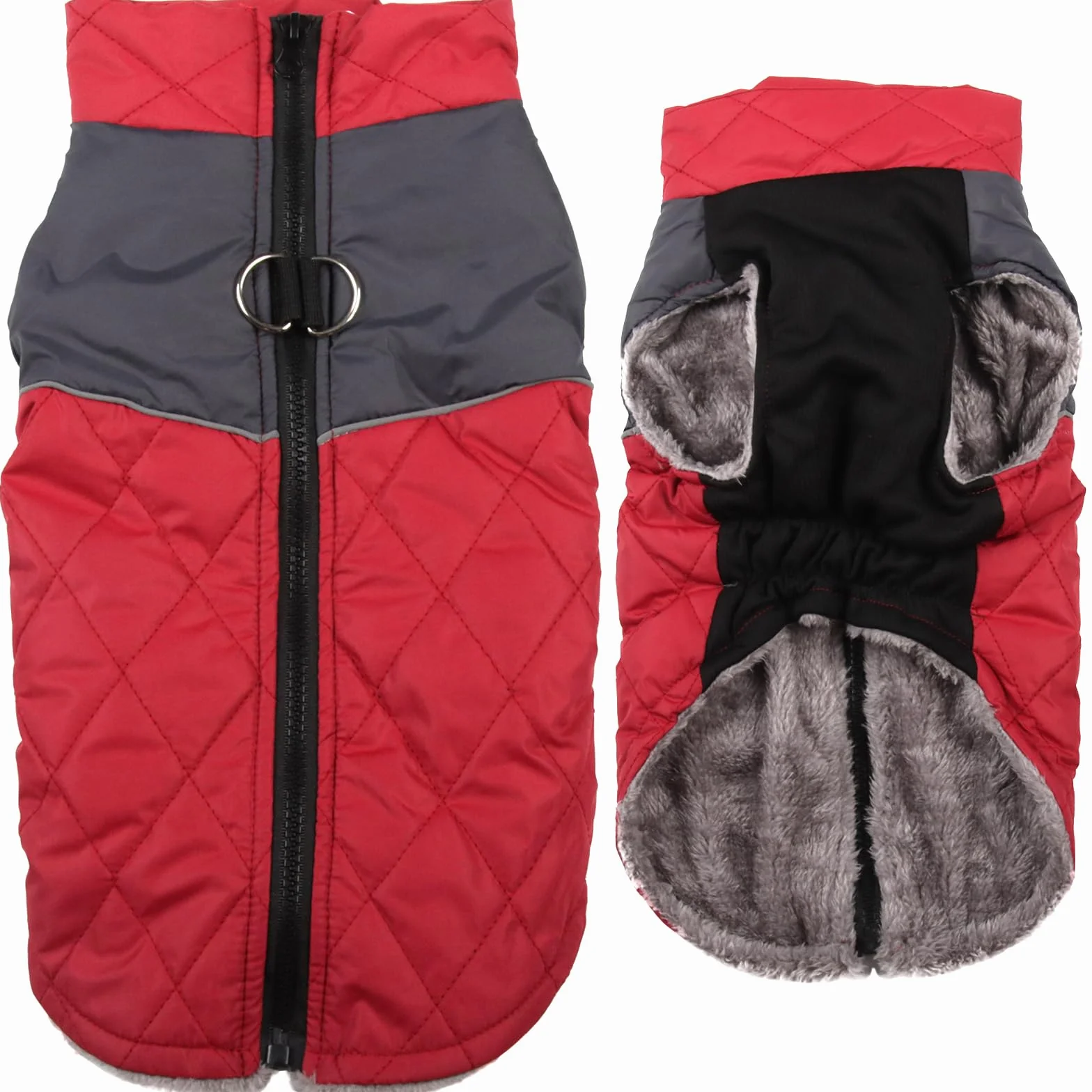 JoyDaog Manteau chaud en polaire pour petits chiens, veste imperméable avec anneaux en D, pour les hivers froids, rouge, taille XS