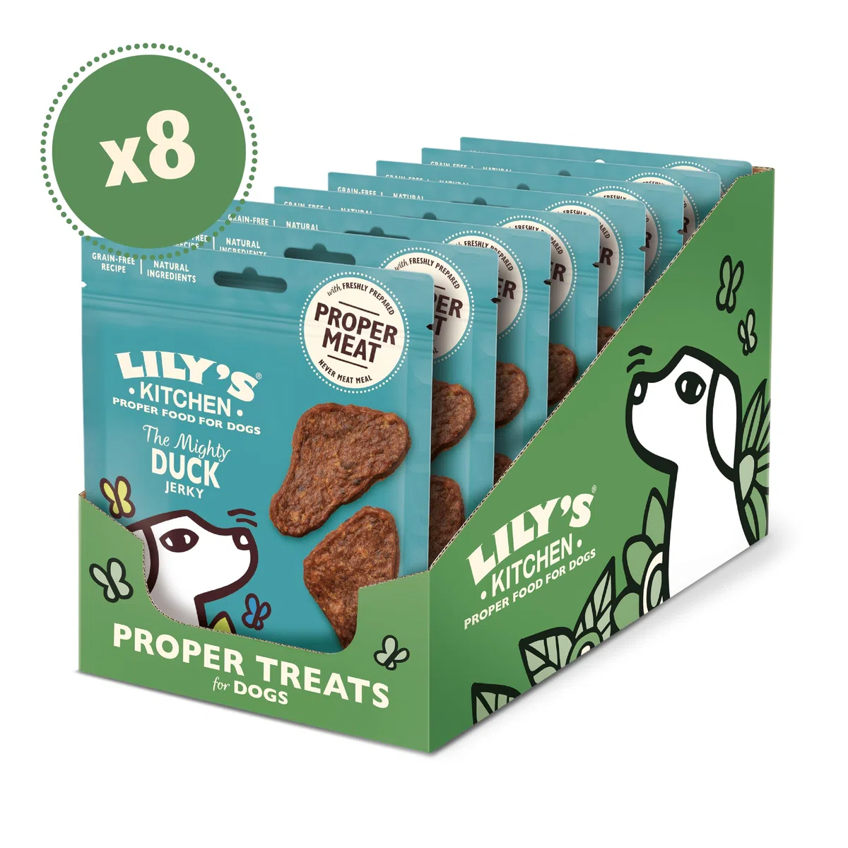 Lily’s Kitchen Fabriqué à partir d’ingrédients naturels Paquet de friandises Mini Jerky de délicieux Canard pour Chiens de Petite, Moyenne et Grande Taille 8 x 70g