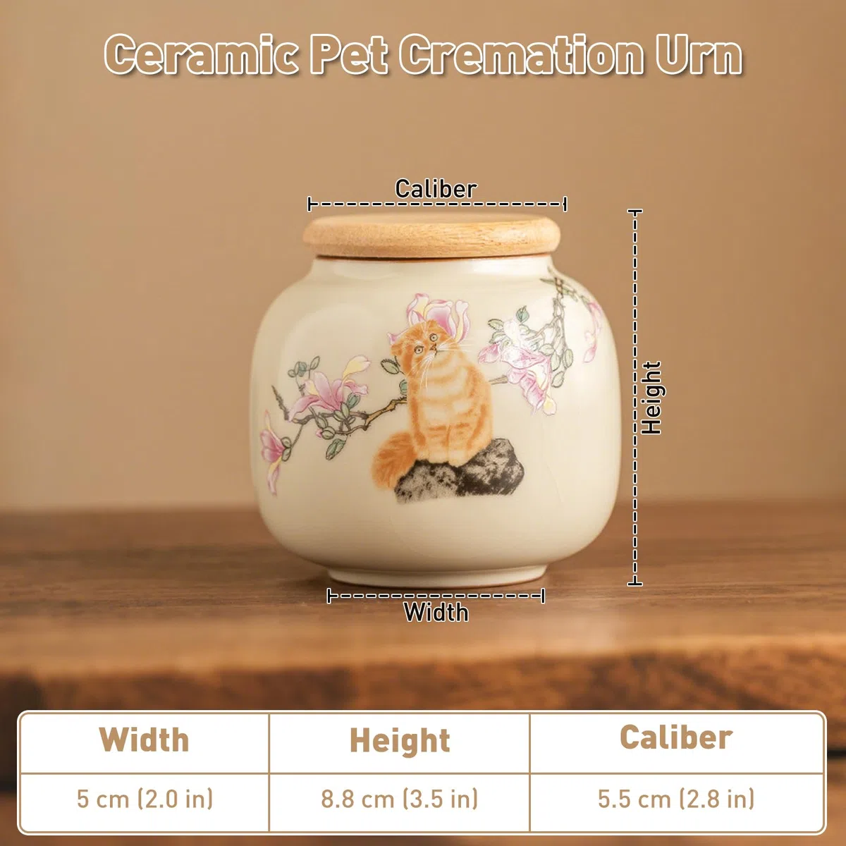 Urne funéraire en céramique pour animal de compagnie – Bocal commémoratif hermétique et portable, résistant à l'humidité et portable, petit souvenir pour cendres de chat, récipient pour
