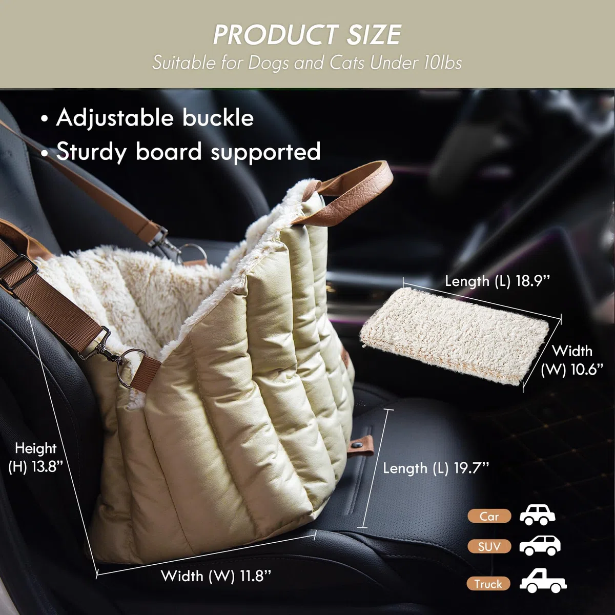ClevaHome Sac de Transport pour Petit Chien – Siège Auto Antidérapant et Panier de Voyage pour Chien jusqu'à 4,5 kg, Lit Transportable Élégant pour Intérieur et Extérieur