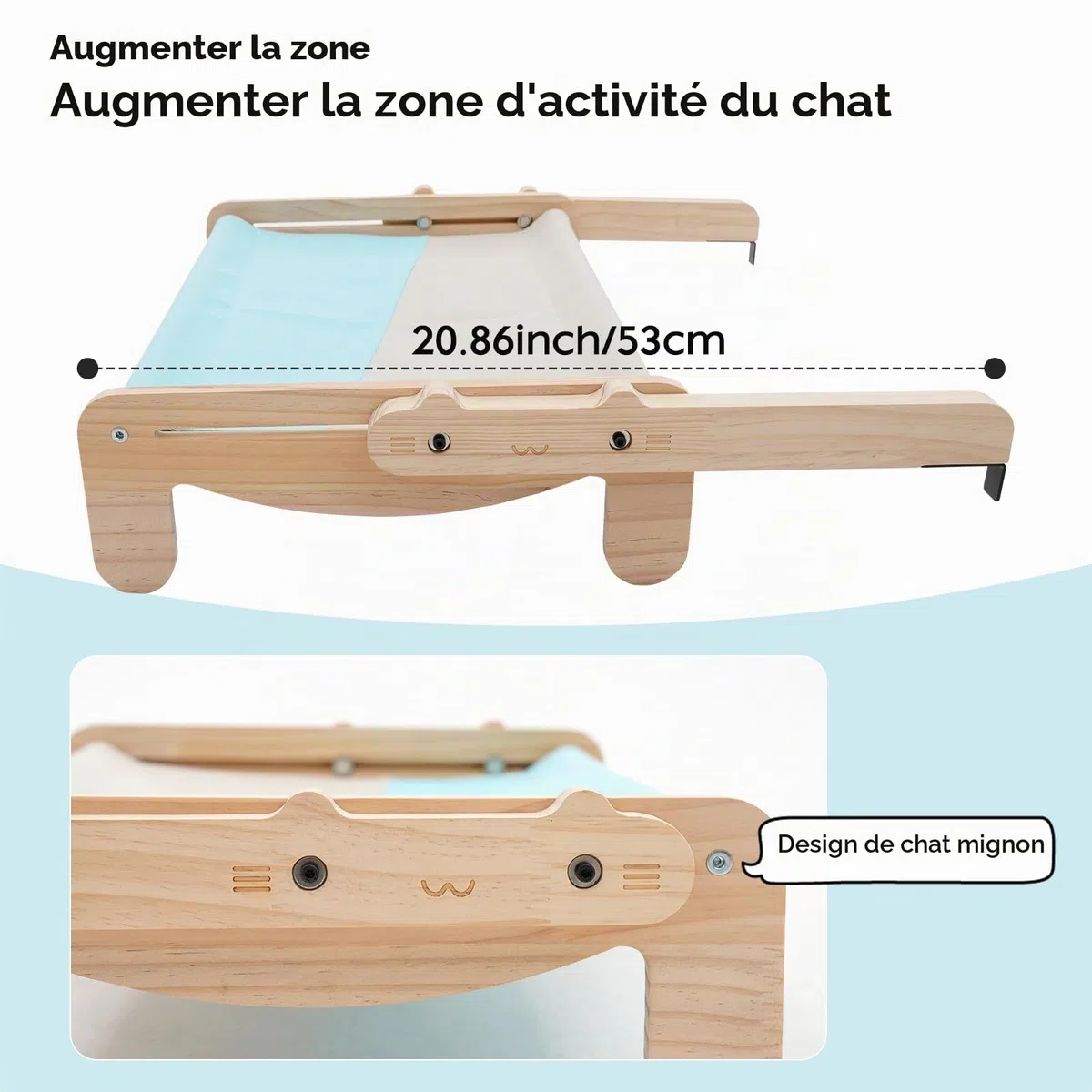 hamac Chat fenetre Bois perchoir Chat transat fenêtre,2in1 lit Chat Suspendu et lit de Chat pour 40lb Cat Hammock