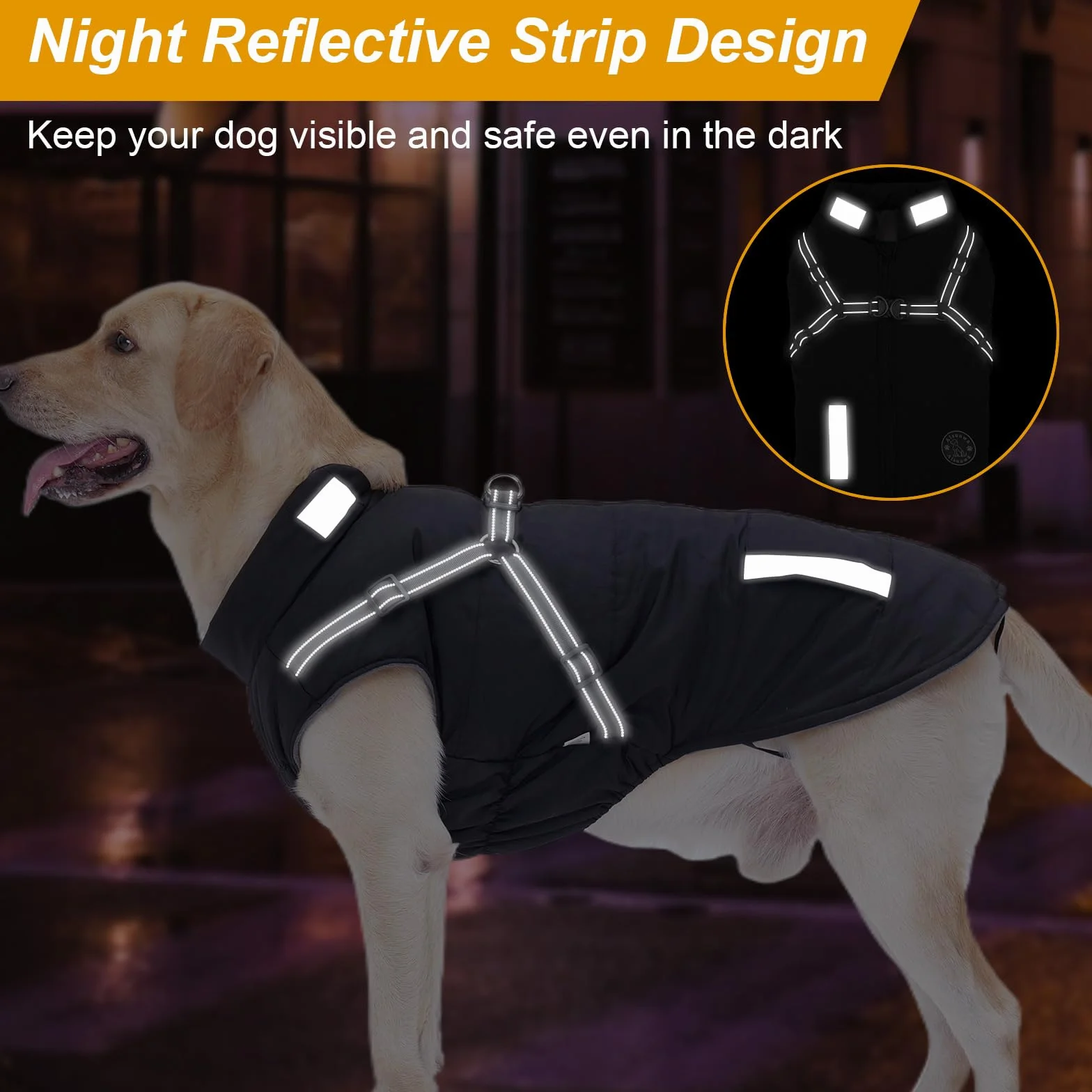 Manteau Chien avec Harnais Intégré, Manteaux d'hiver pour Chien Chaud en Polaire Impermeable, Veste Hiver avec Réfléchissante pour Petits, Moyens et Grands Chiens
