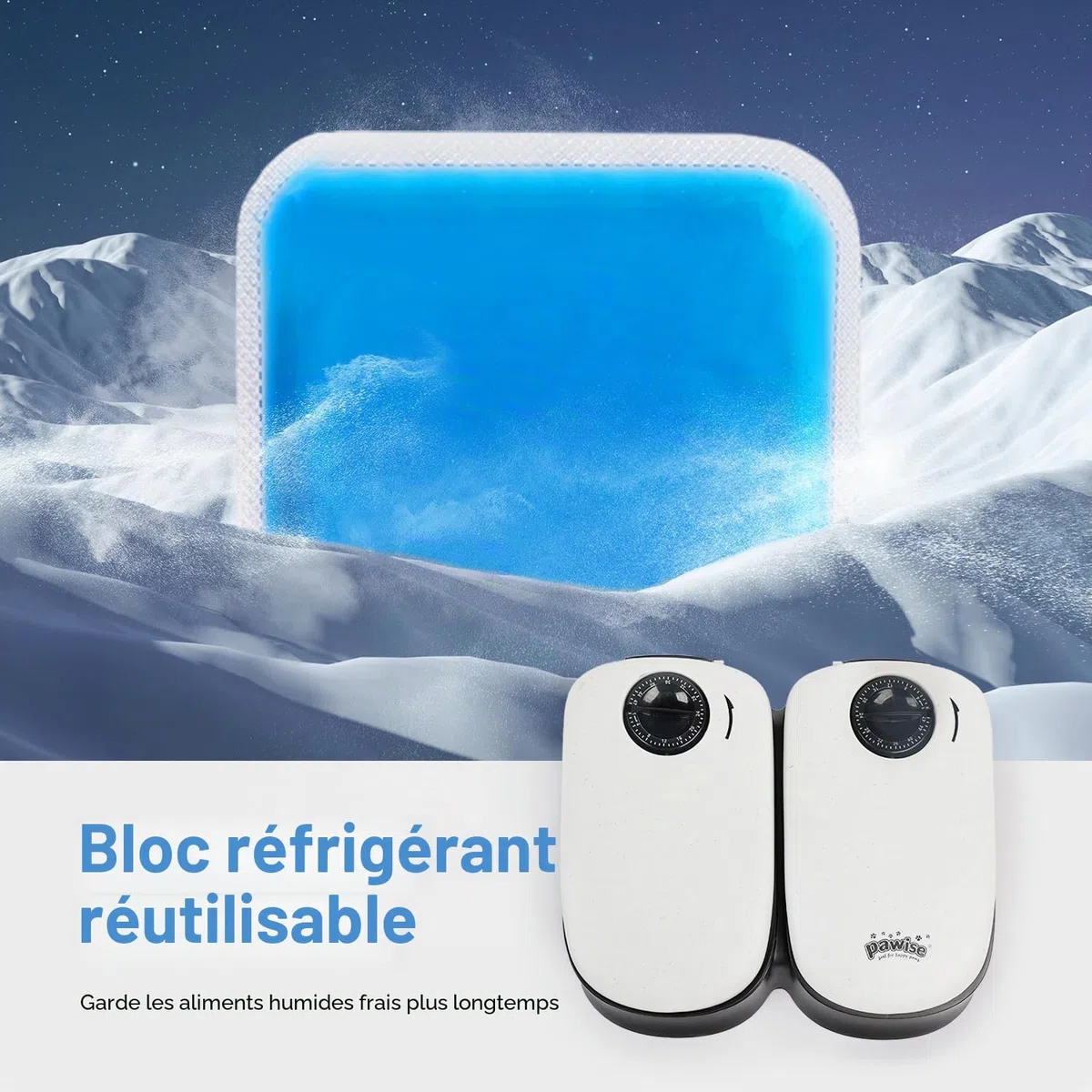 PAWISE Mangeoire Automatique pour Chats Et Chiens, Mangeoires Automatiques pour Animal de Compagnie avec Minuterie Et Poche De Glace, à Utiliser avec des Aliments Secs et Humides (2 Repas)