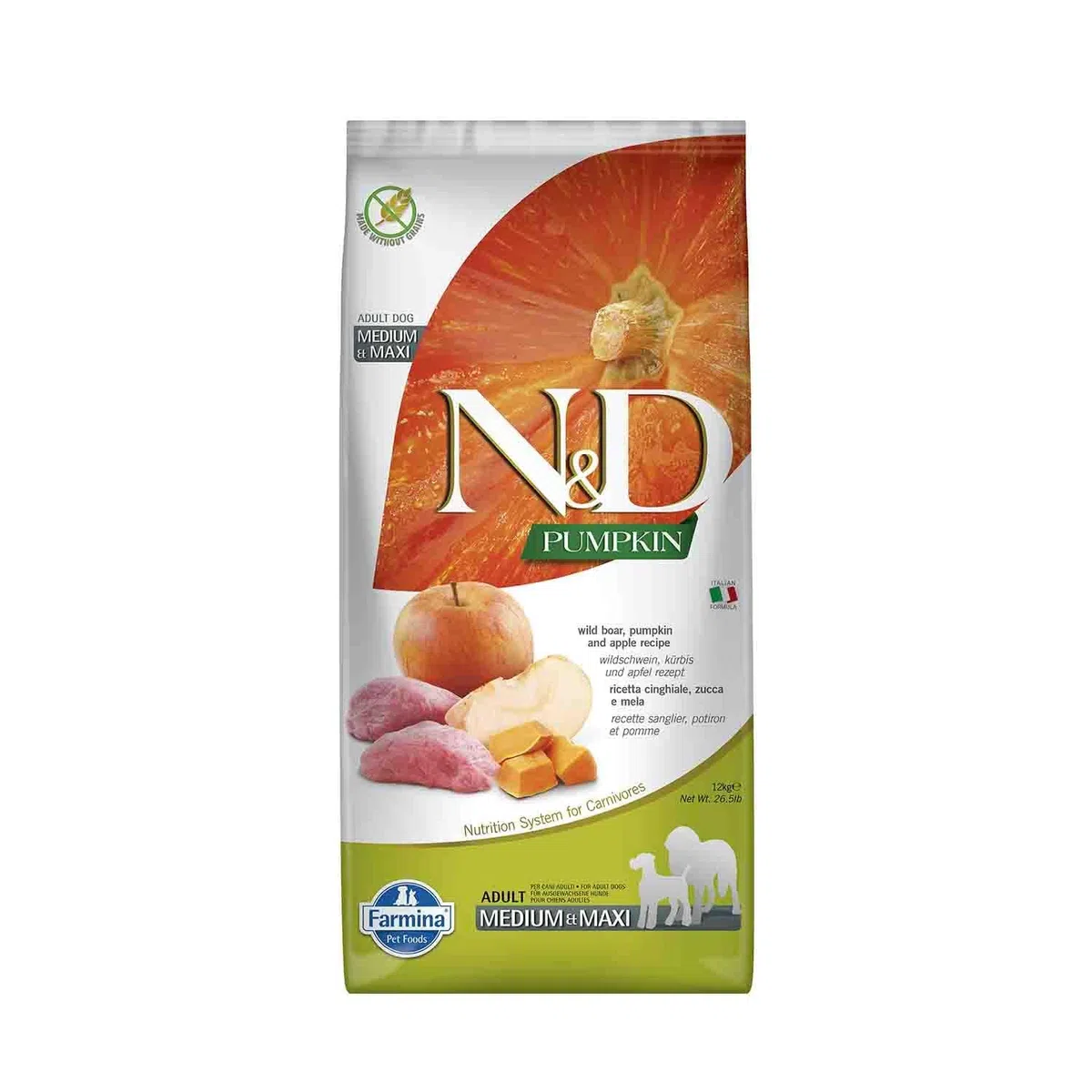 N&D Potiron Sanglier and Pomme Adulte Medium & Maxi 12 kg