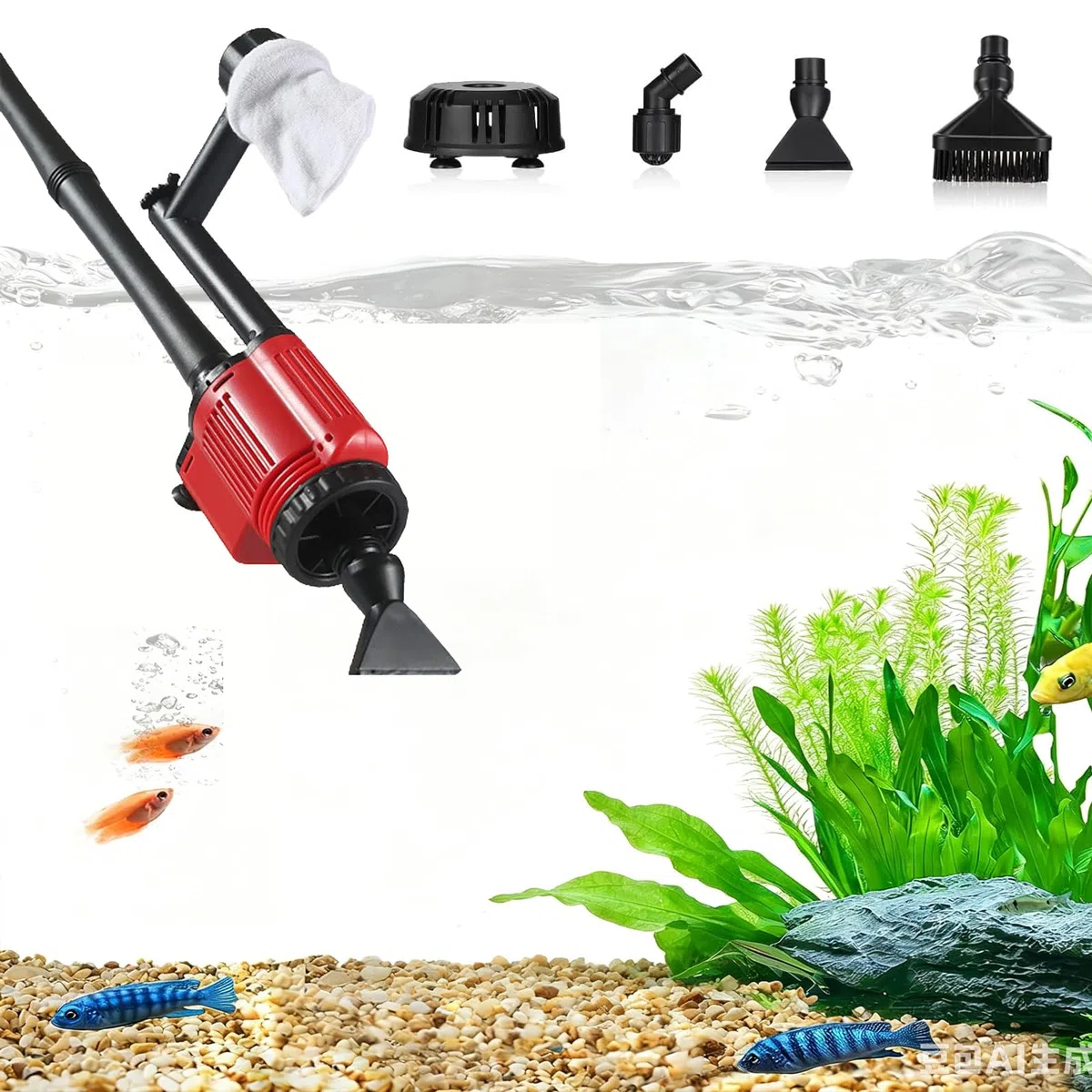 Aspirateur électrique pour aquarium - Changeur d'eau électrique multifonction - Pour changement d'eau, lavage du sable, filtration et circulation de l'eau