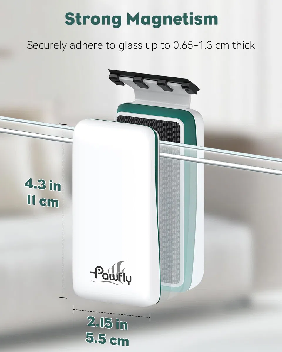 Pawfly Brosse magnétique puissante pour Le Nettoyage des Aquariums de Nettoyage de vitre magnétique avec 2 grattoirs Amovibles Outil de Nettoyage pour Verre de 0,65 à 1,3 cm d’épaisseur