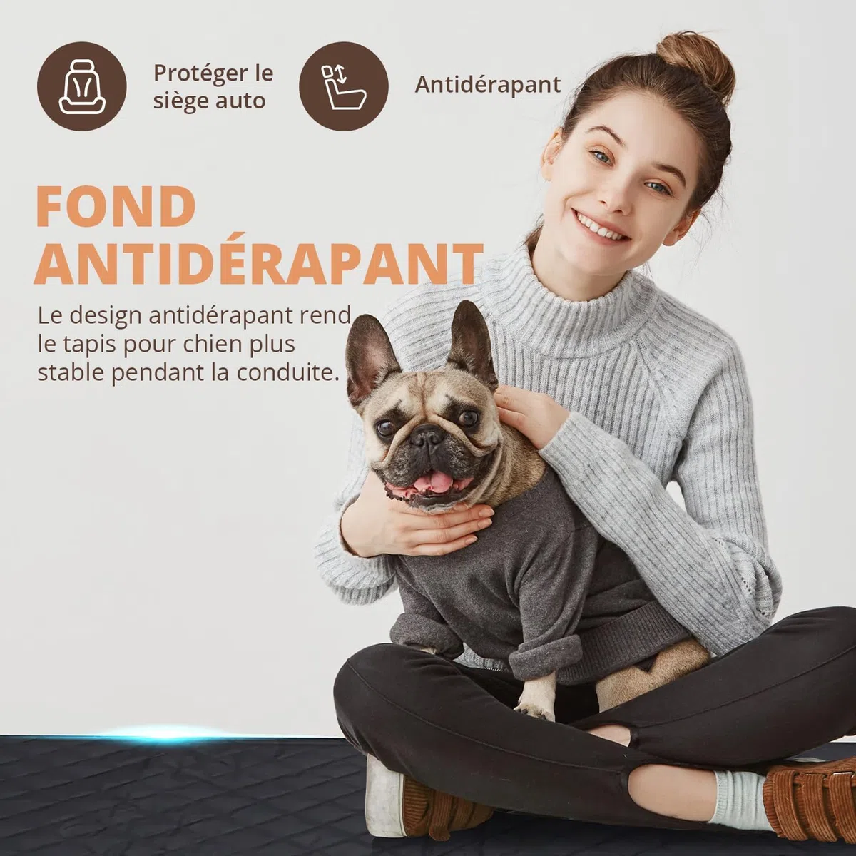 Couverture pour chien pour banquette arrière de voiture – Protection de coffre, siège imperméable pour chien avec protection latérale, couverture de voiture antidérapante, laisse pour chien,
