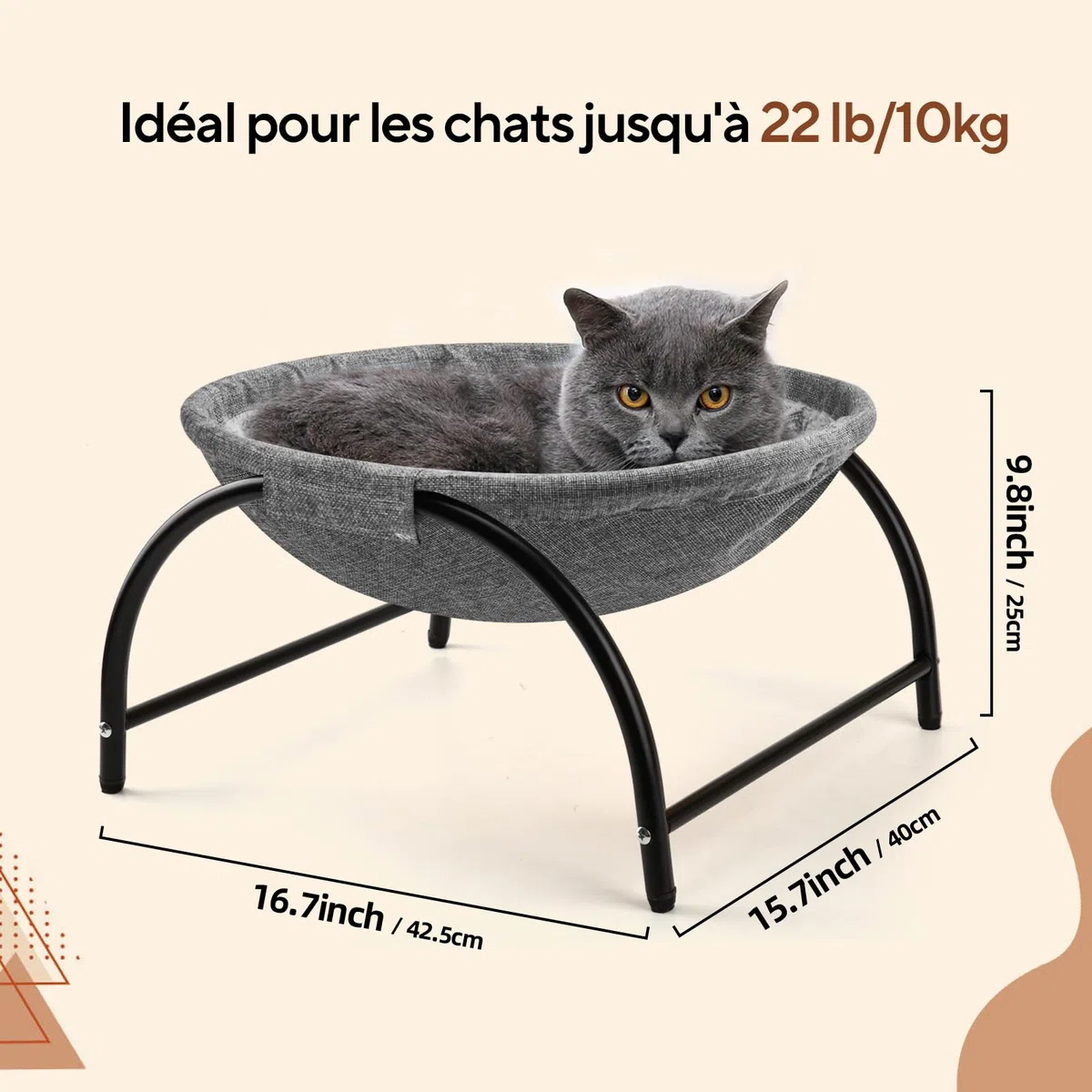 LIFLIX Hamac d'extérieur surélevé pour Chat avec Peluche Amovible et Lavable, hamac Debout pour l'intérieur et l'extérieur (Gris)