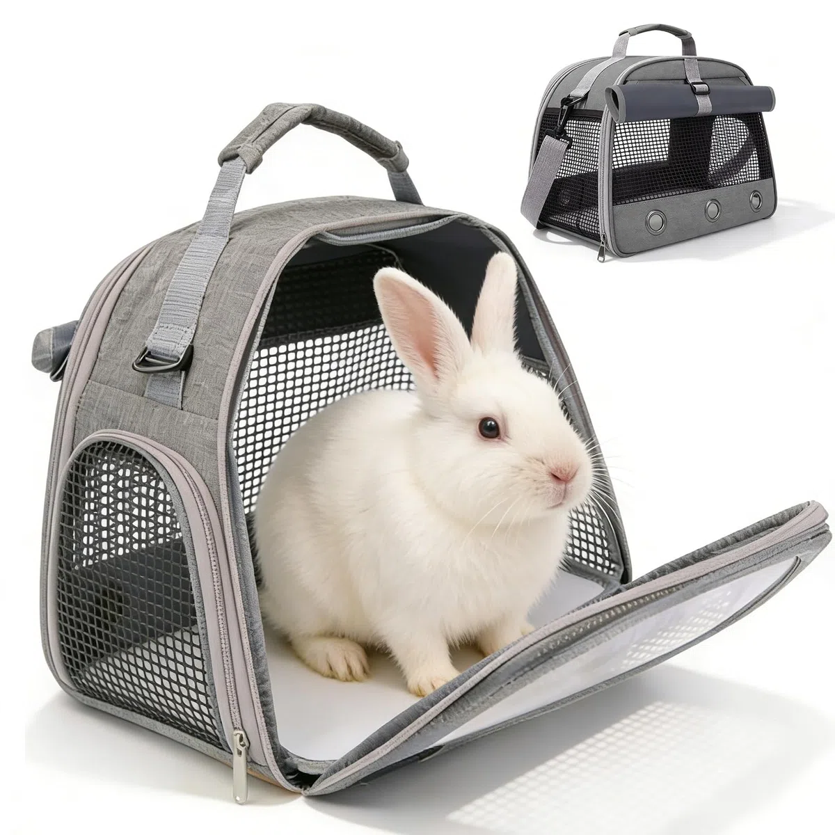 Sac De Transport pour Petits Animaux: Sac Transport Chat Chien avec Matelas, avec Fenêtre Transparente, Cage De Transport Portable pour Petit Oiseau, Cochons d'Inde, Chinchillas, Hamster (Gris)