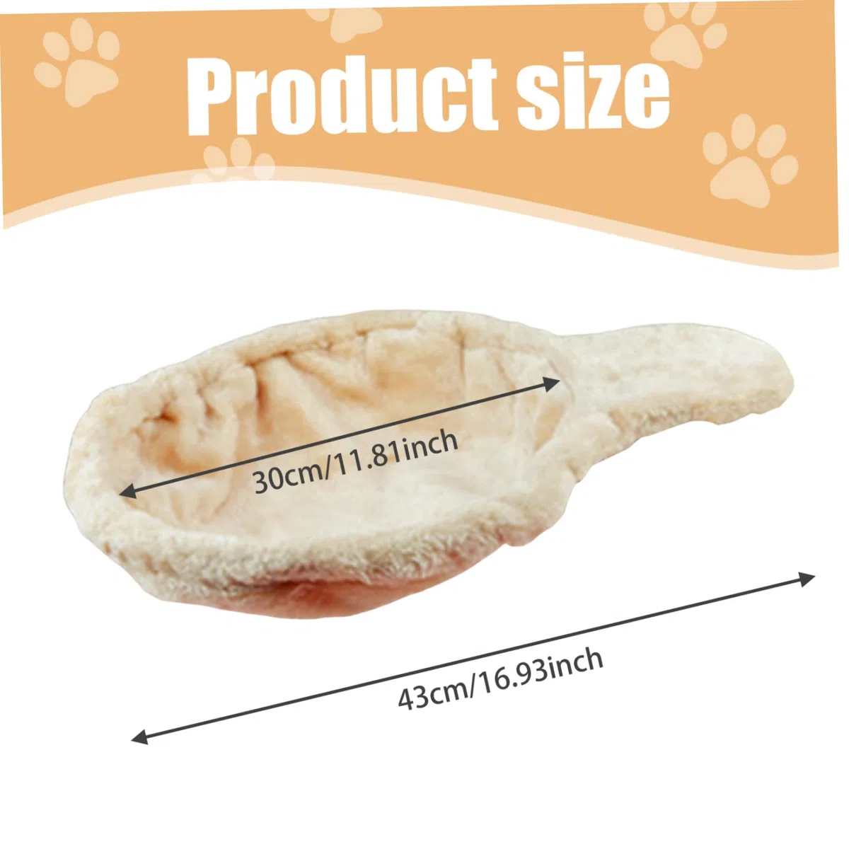 Panier hamac pour chat – Grande fixation d'arbre en forme de cuillère, pièce de rechange douce et résistante aux rayures, lavable, facile à installer, beige, 43,2 cm de diamètre