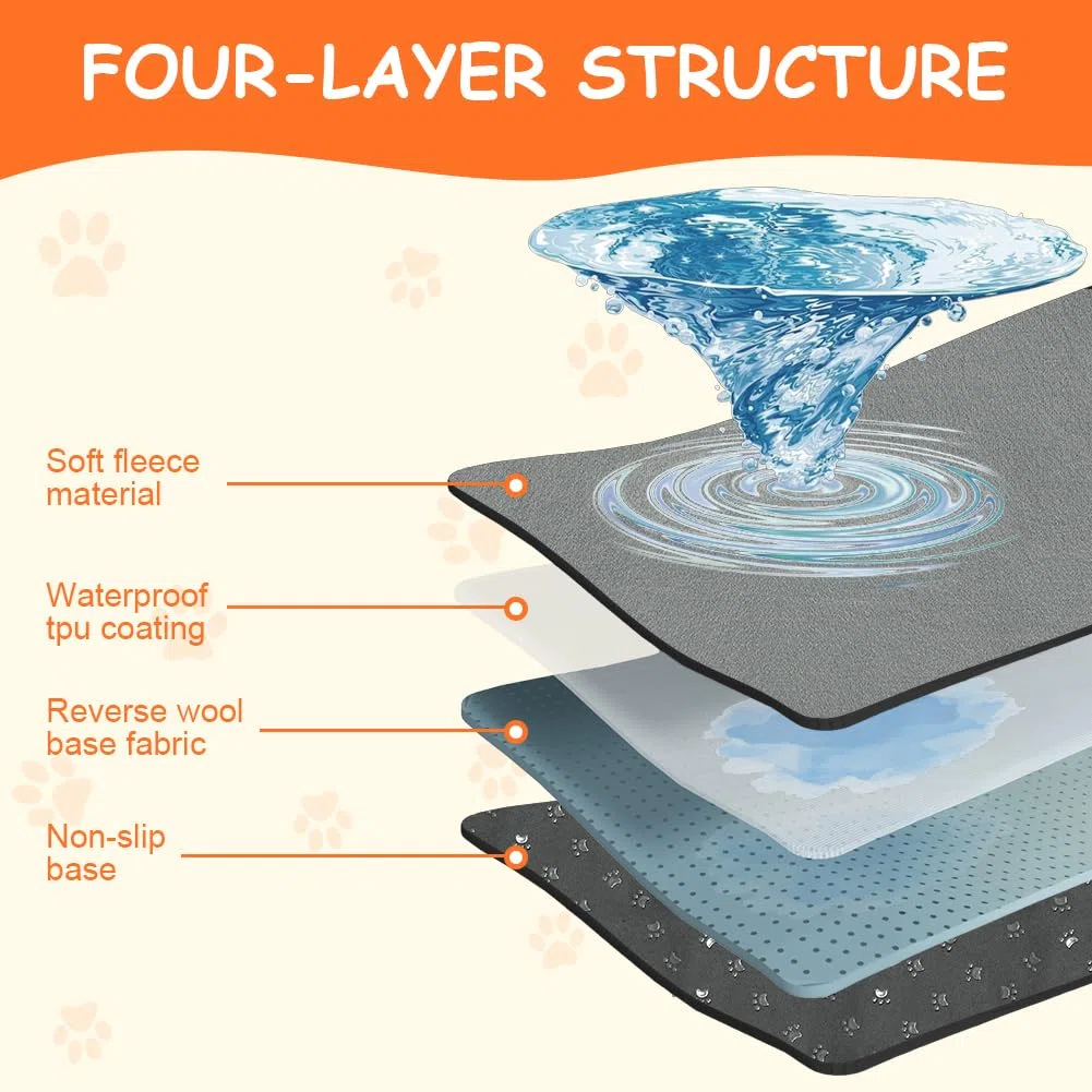 2 Tapis Éducateur pour Chien Lavable Réutilisable, 70×100cm Alaise pour Chien Lavables, Tapis de Propreté Chiot Réutilisable, Ultra Absorbants, Antidérapant Chiens, Chats, Cobaye Lapins, Gris