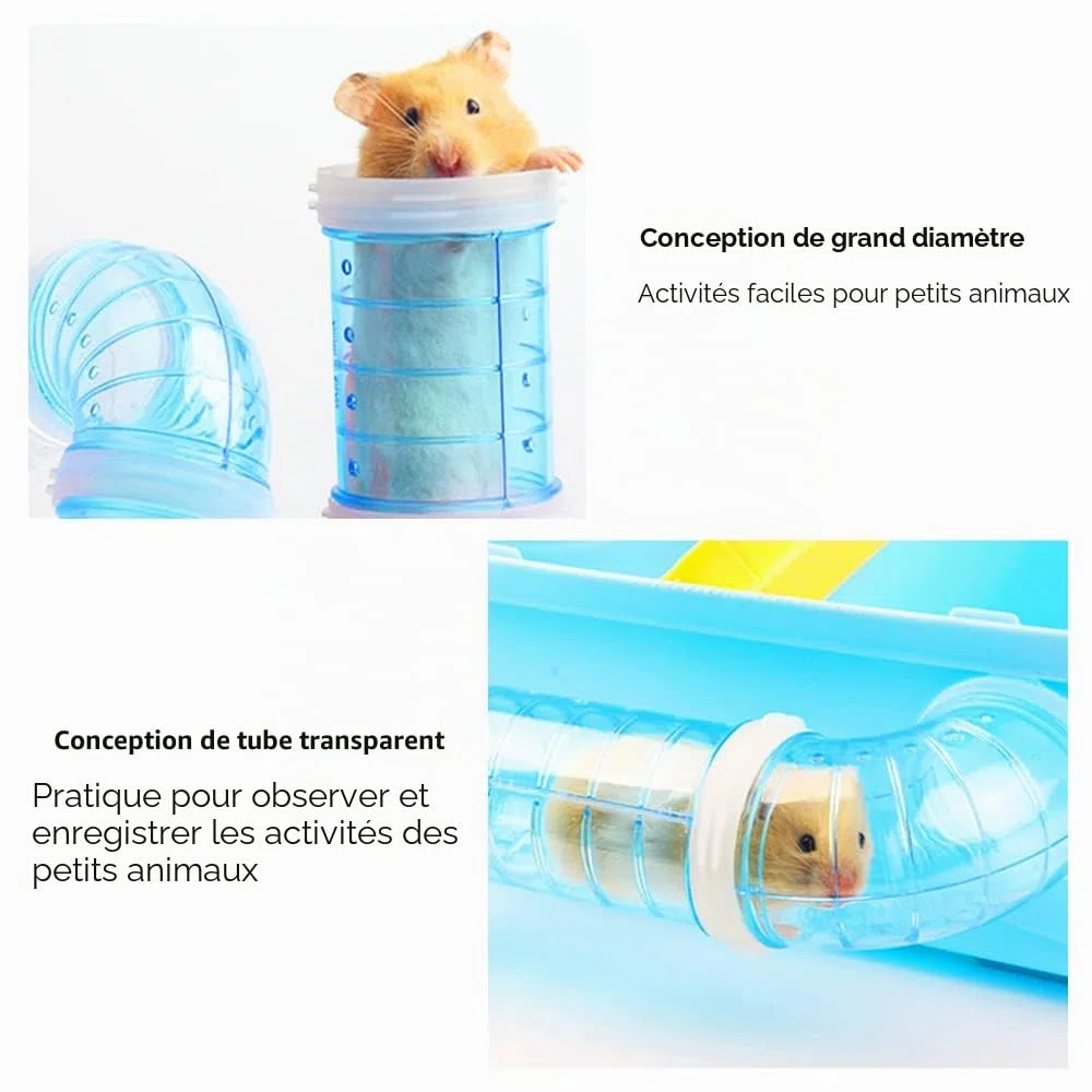 Kit de tubes Lot de 2 pour hamster et rat, tunnel d'aventure, piste de connexion transparente