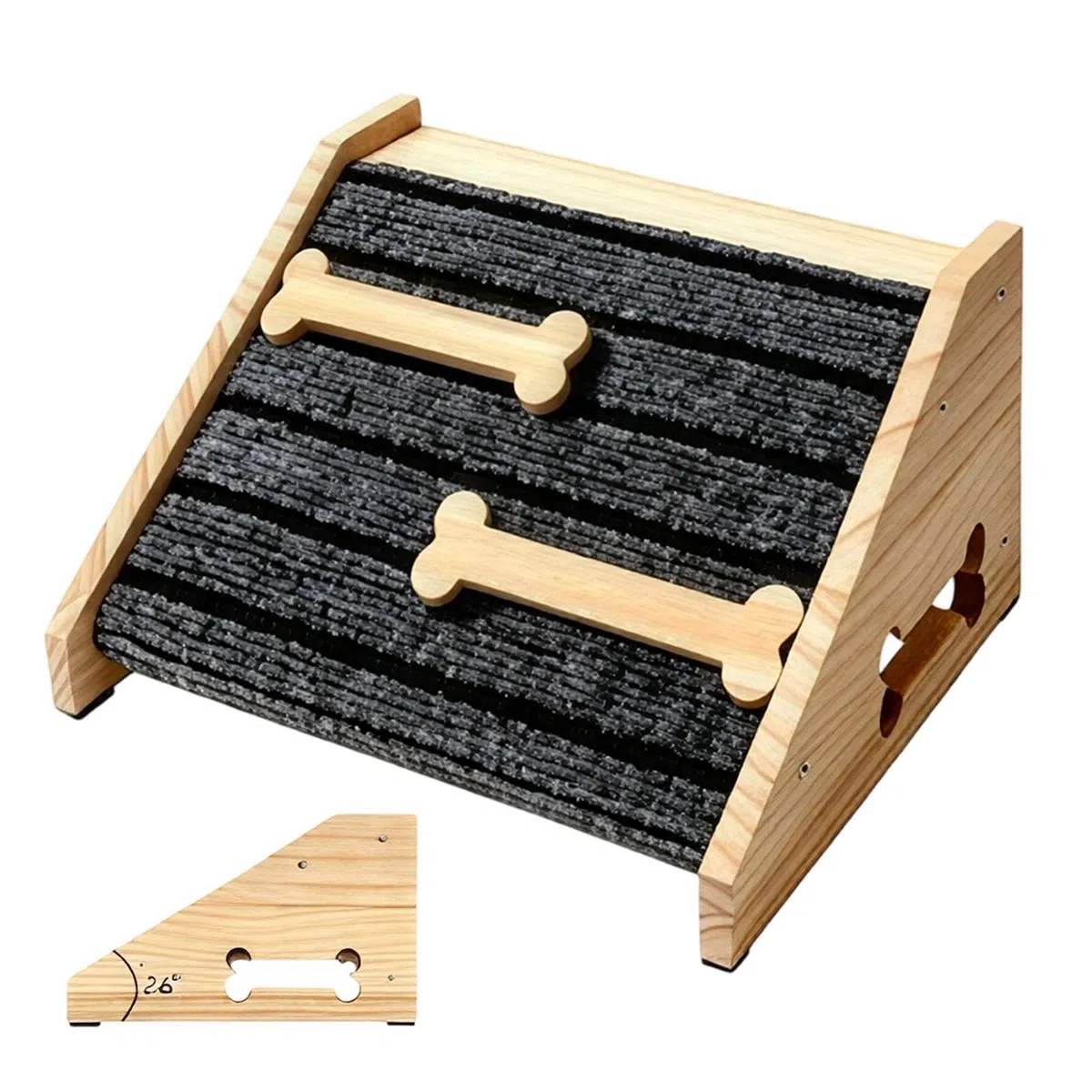 Rampe pour Petits Chiens | Planche en Bois antidérapante | avec Marche en Feutre pour Chien,pour Canin Petit Moyen Canapé Lit Chambre Entrée Maison Intérieur Extérieur