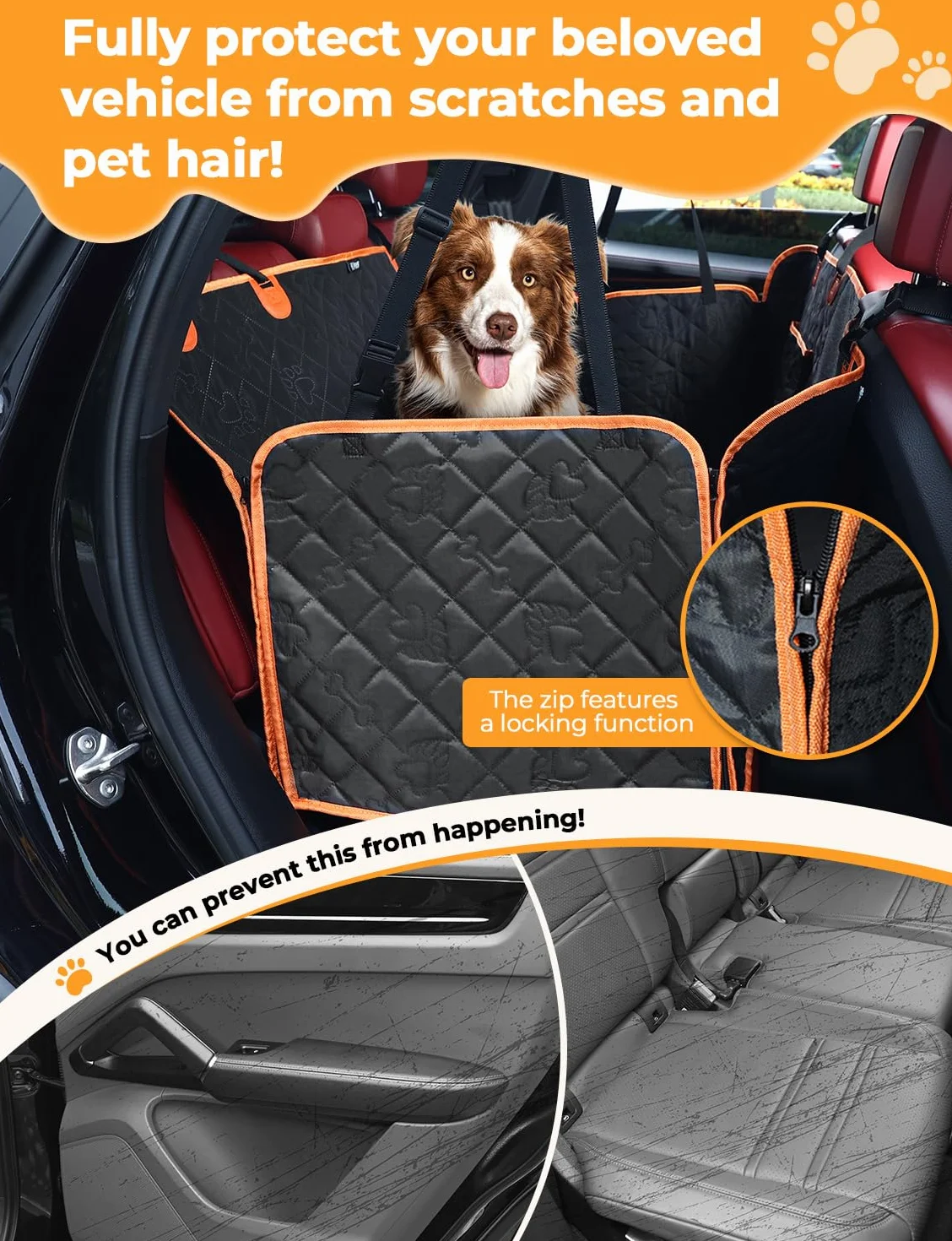 KYG Housse de siège Auto pour Animaux - Conception Amovible, fenêtre en Maille Respirante, Sangle de sécurité Anti-évasion, imperméable et antidérapante - Universelle pour Chiens et Chats (Noir)