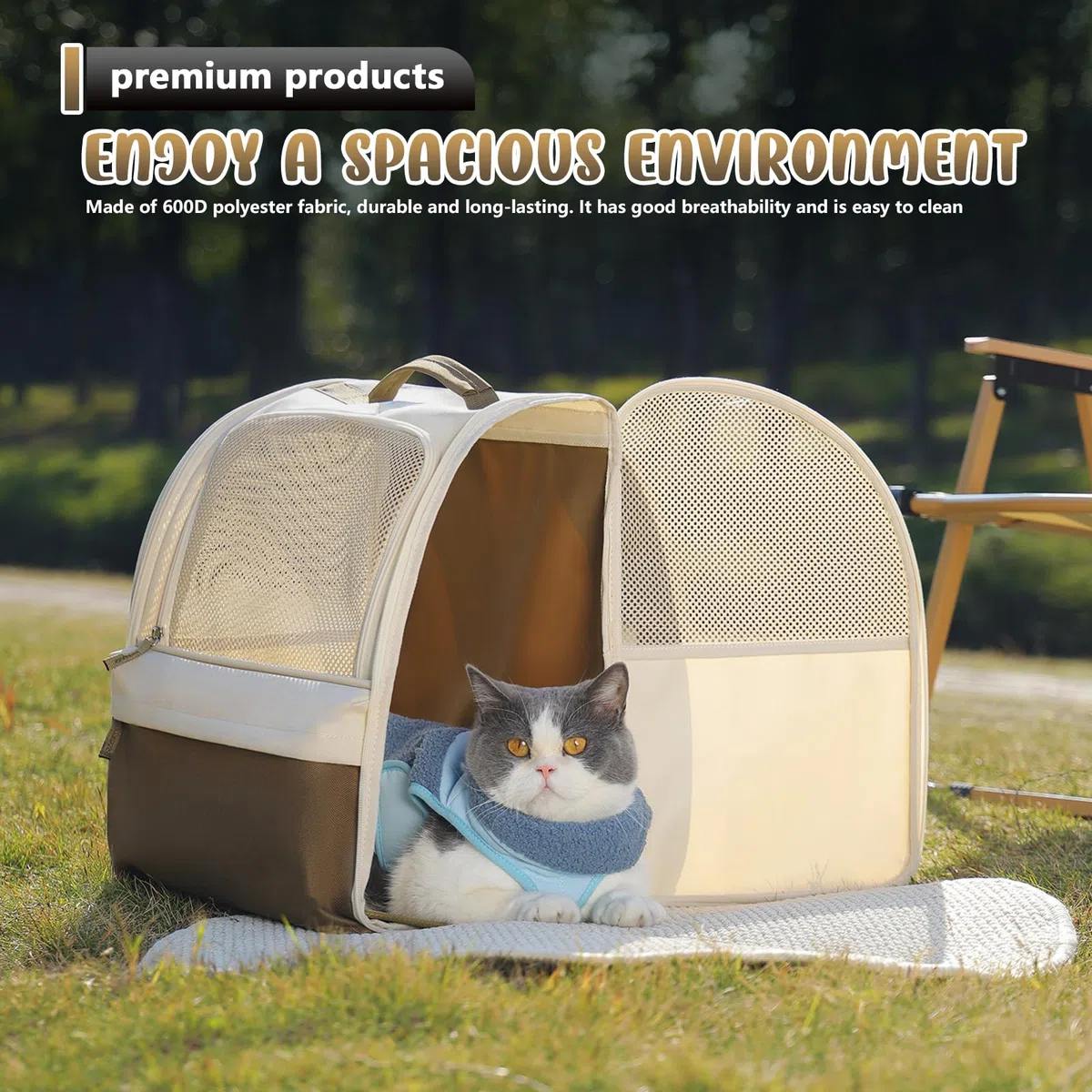 Sac a Dos Chat, Sac Transport Chat et Chien Filet Respirant Respirant Sac de Transport pour Chat et Petit Chien en Tissu Oxford avec Espace pour Voyages, Confortable pour Petit Animal (Max 7,5kg)