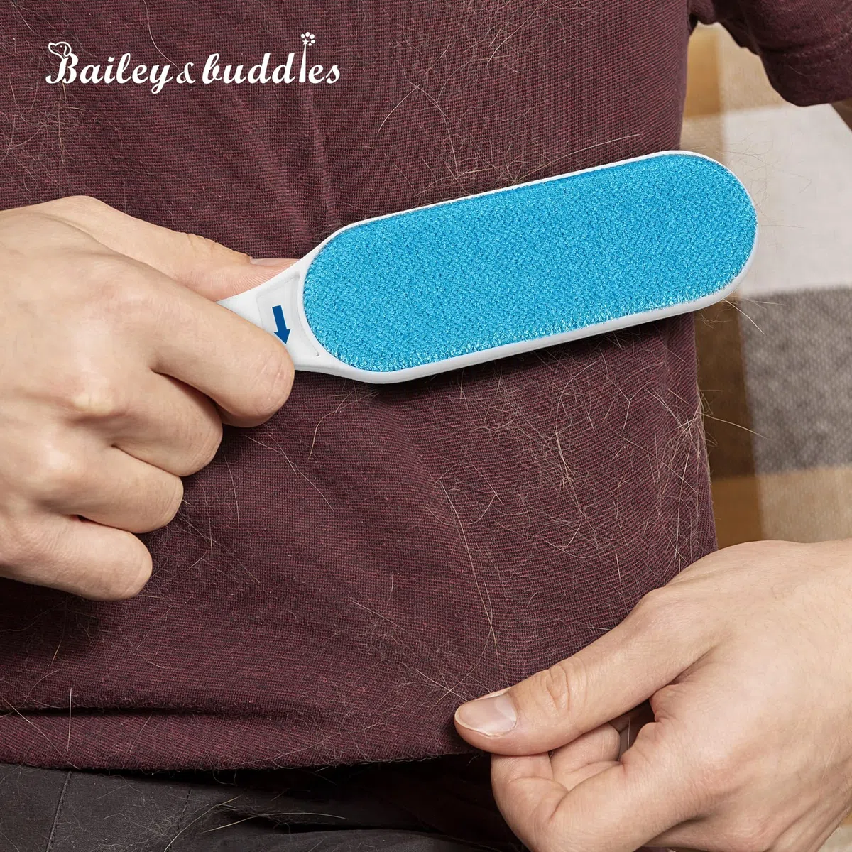 Bailey & buddies Brosse à poils d'animaux de compagnie, base autonettoyante, anti-peluches réutilisable, enlève les poils de chat et de chien, peluches de tapis et canapé, vêtements
