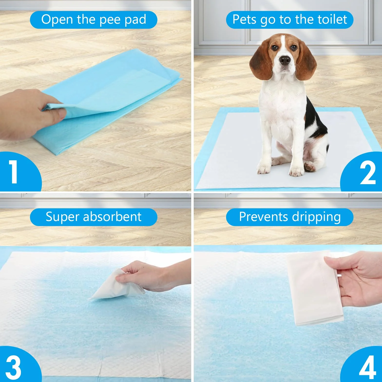 100 Pièces Alaise pour Chien, 60 x 60cm Aleses Jetables pour Chien, 5 Couches Tapis Educateur Chiot, Tapis Hygiénique Absorbant, Anti-Fuite et Séchage Rapide