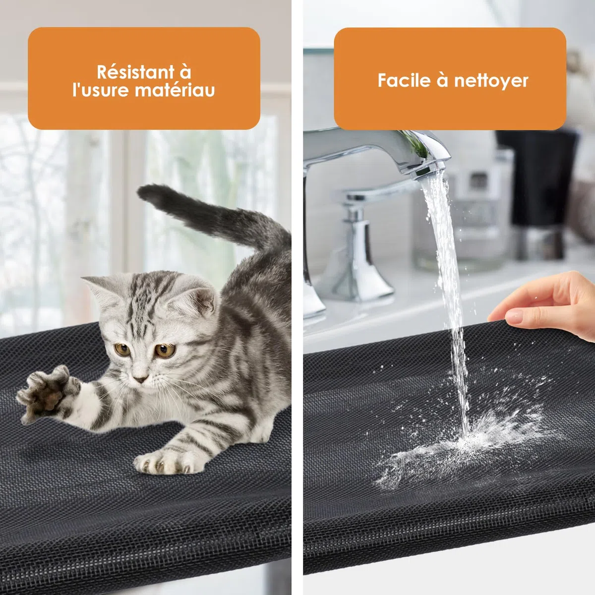 Zvonema Hamac Chat Fenetre jusqu'à 10kg, Hamac pour Chat avec Ventouse Puissante, Couverture Marron & Cadre en Acier Inoxydable, Facile à Installer Supporte,67 x 38 cm