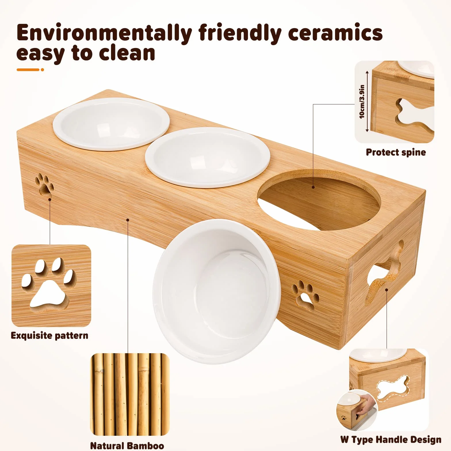 Lot de 3 gamelles surélevées pour chat avec support de gamelle en silicone, gamelle en céramique, gamelle pour chiens et chats et petits chiens