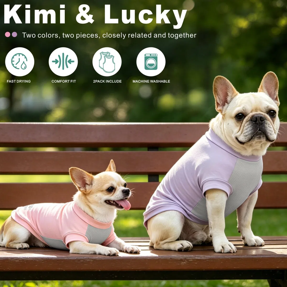 Chemise Chien Protection UV 2Pack, T-Shirt Chien léger Gilet Refroidissement Vêtements d'été Sec Rapide Chiens Confort Chemises Soleil pour Petits Chiens Grands Chats