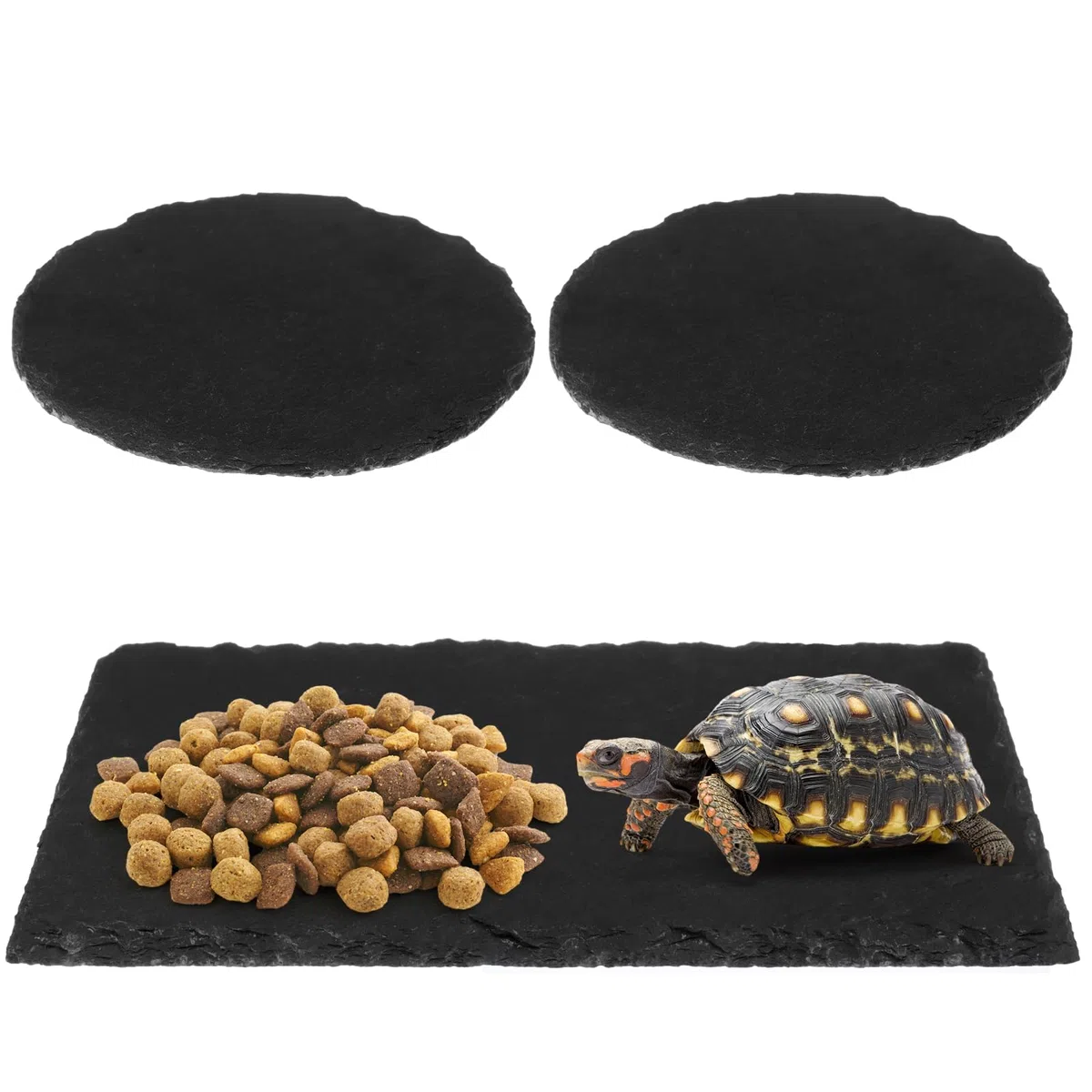 Lot de 3 plates-formes pour tortue et tortue - Plateforme en ardoise pour reptile - Plateforme de repos en roche naturelle - Plateforme de repos pour tortue, lézard, dragon barbu, gecko, serpent