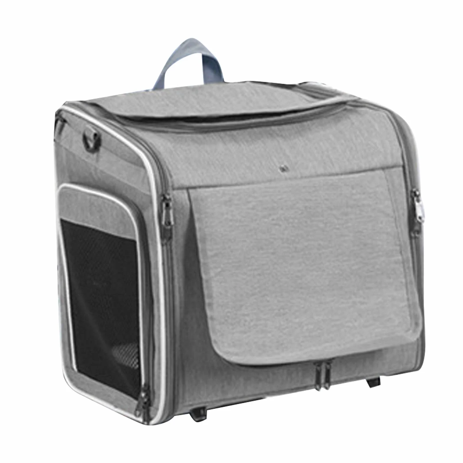Luocute Panier de Vélo pour Chien, Sac à Dos de Transport Extensible à Côtés Souples avec Support de Guidon Dégagement Rapide et 4 Fenêtres en, pour Chiots de Petite et Moyenne (Grey)