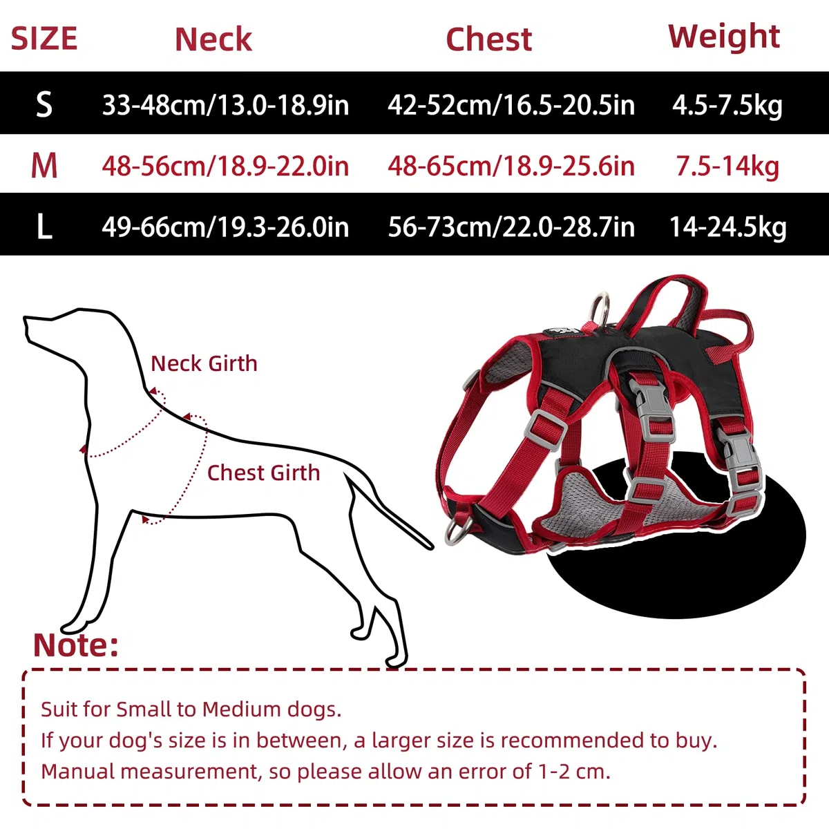 Harnais Anti Traction pour Chien - Arnet Réfléchissant Reglable Harnet en Y Harnais Canicross Chien pour Chiot Petit et Moyen Chiens, Noir + Anneau de Poitrine, L