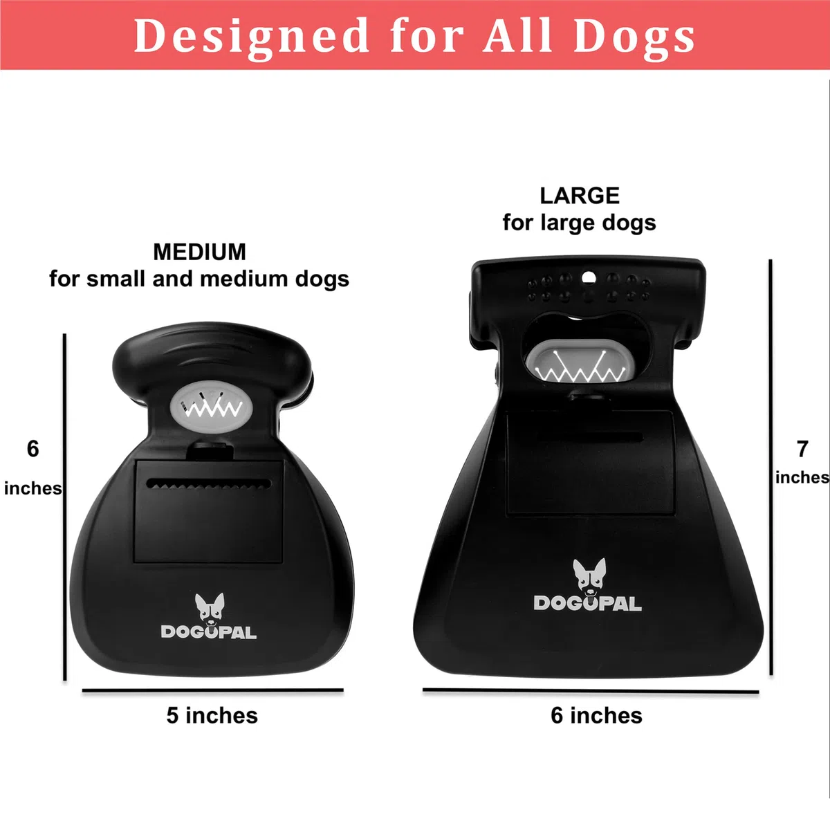 DOGOPAL Pelle à déjections Canines Portable – Outil de ramassage des déjections Canines innovant et sans Contact pour Chiens de Petite, Moyenne et Grande Taille (Gris, M)