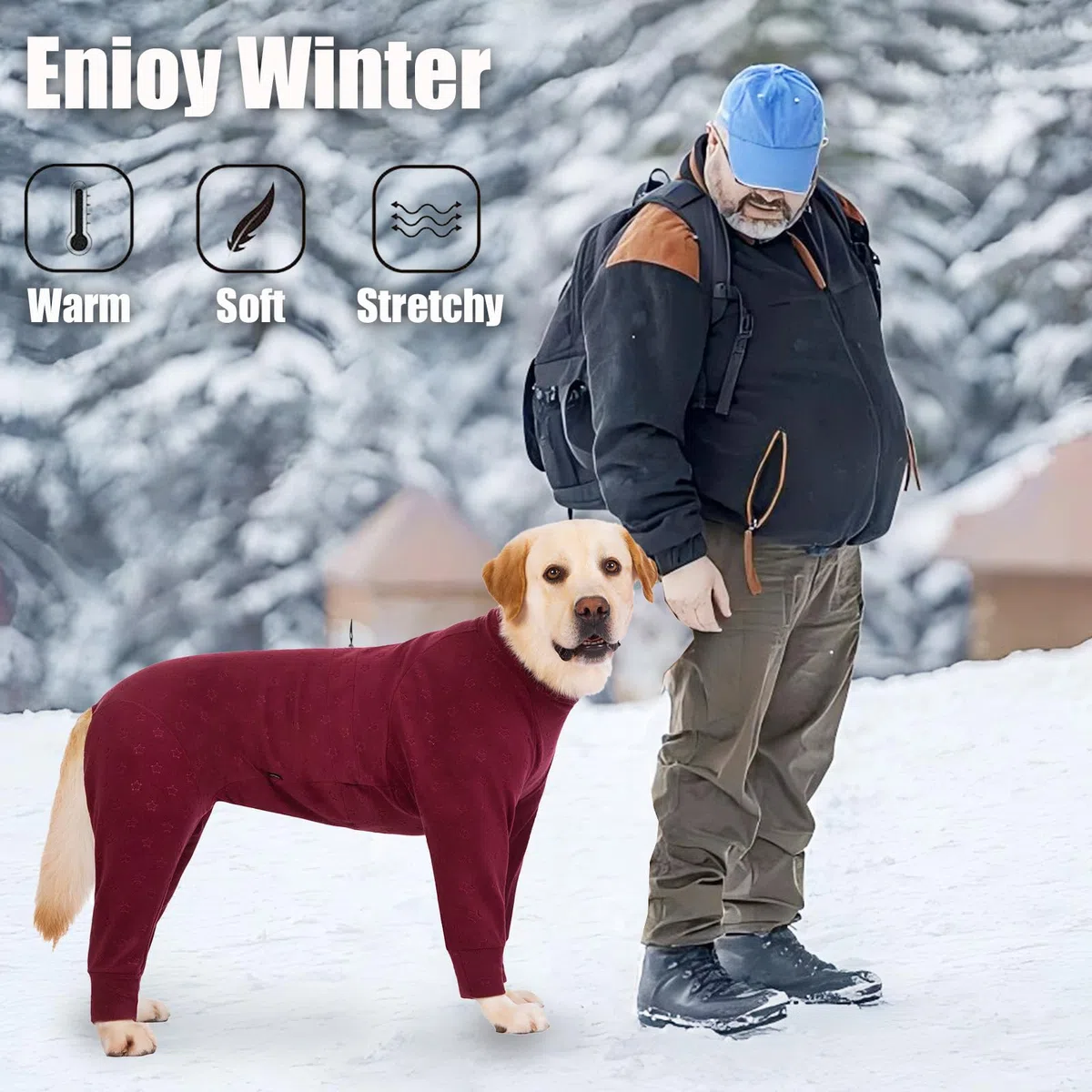 Manteau en polaire gaufré pour chien avec pattes - Pull en polaire pour chien - Manteau chaud pour chien - Vêtements d'hiver pour chien pour chiens de taille moyenne et grande - Pyjama pour