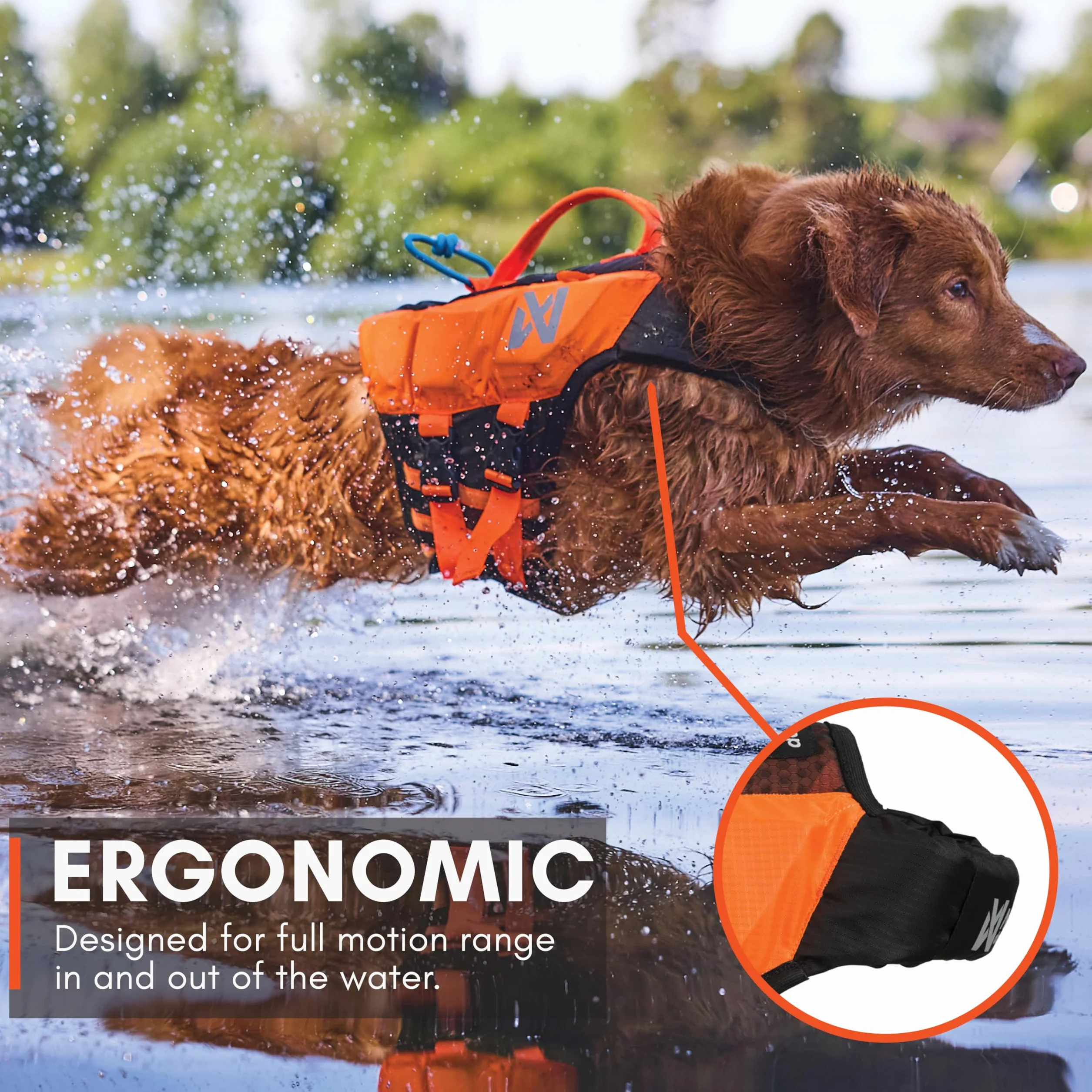 Non-Stop Dogwear Protector Life Jacket - Gilet de Sauvetage pour Chien Orange Respirant avec Bandes Réfléchissantes