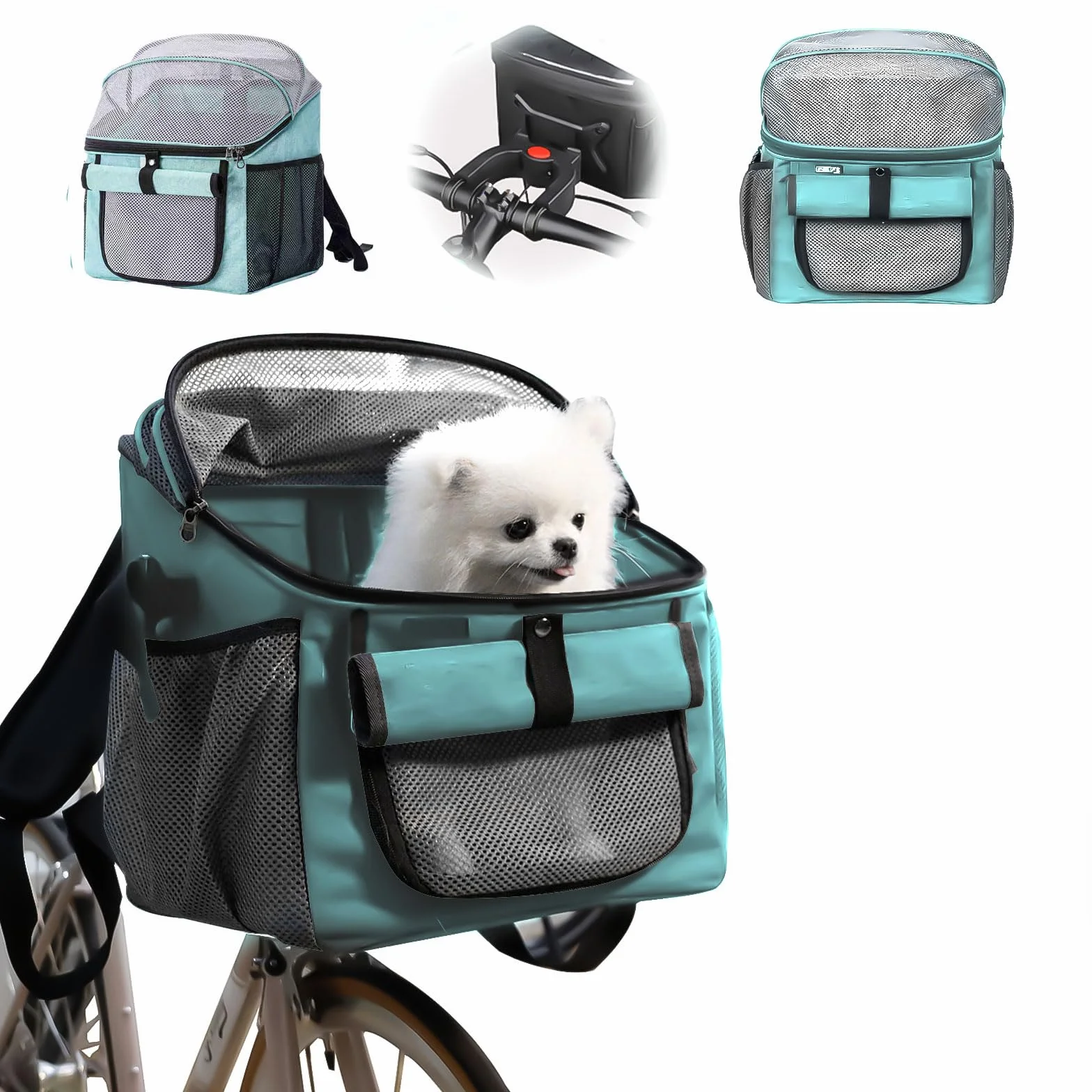 Animaux Panier Avant, Paniers Vélo pour Chiens, Panier Velo pour Chat, pour Electrique Avant pour Chat Chien 4 en 1, Animaux de Compagnie promenades (Bleu)