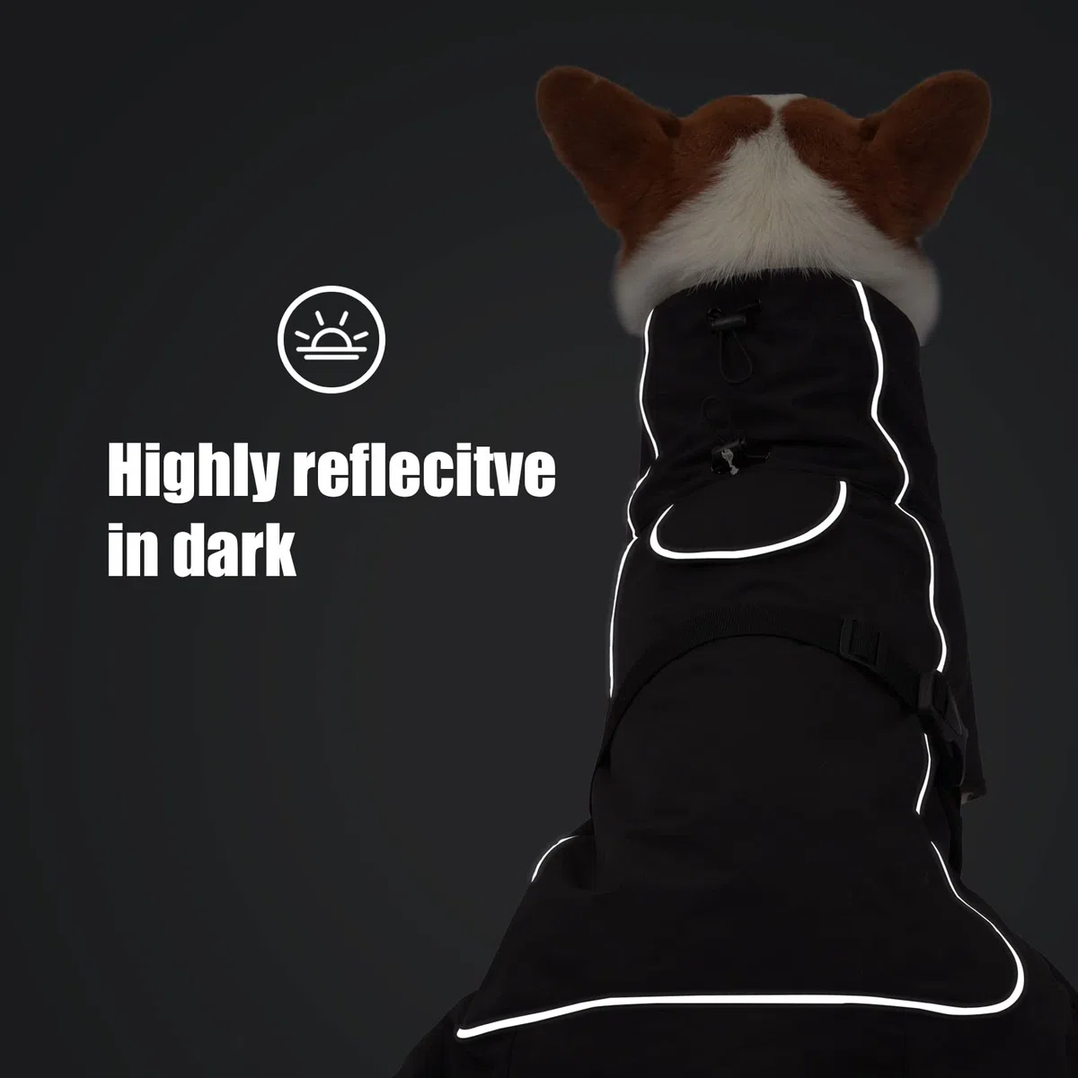 Manteau Imperméable pour Chien avec Doublure en Polaire - Manteau d'hiver Coupe-Vent Veste avec Bandes Réfléchissantes - Veste Chaude pour Chien pour l'intérieur/l'extérieur (Noir, XXL)