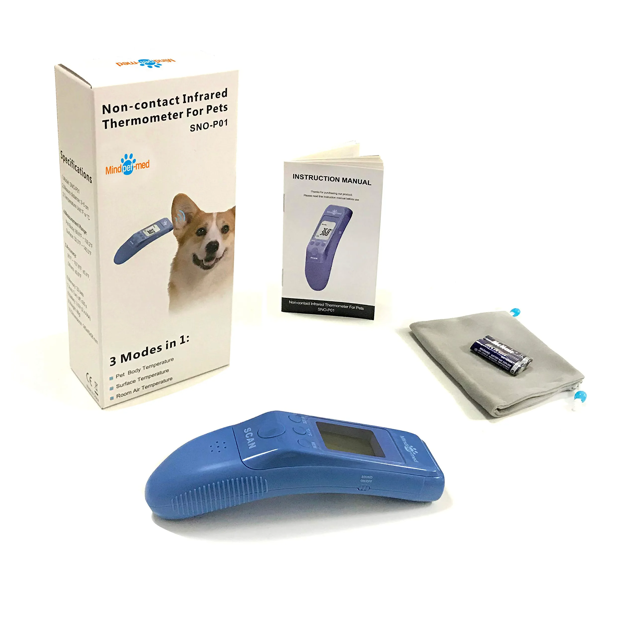 Thermomètre clinique rapide pour animaux de compagnie pour chiens, modes corporels Mesure avec précision la température des oreilles de l'animal