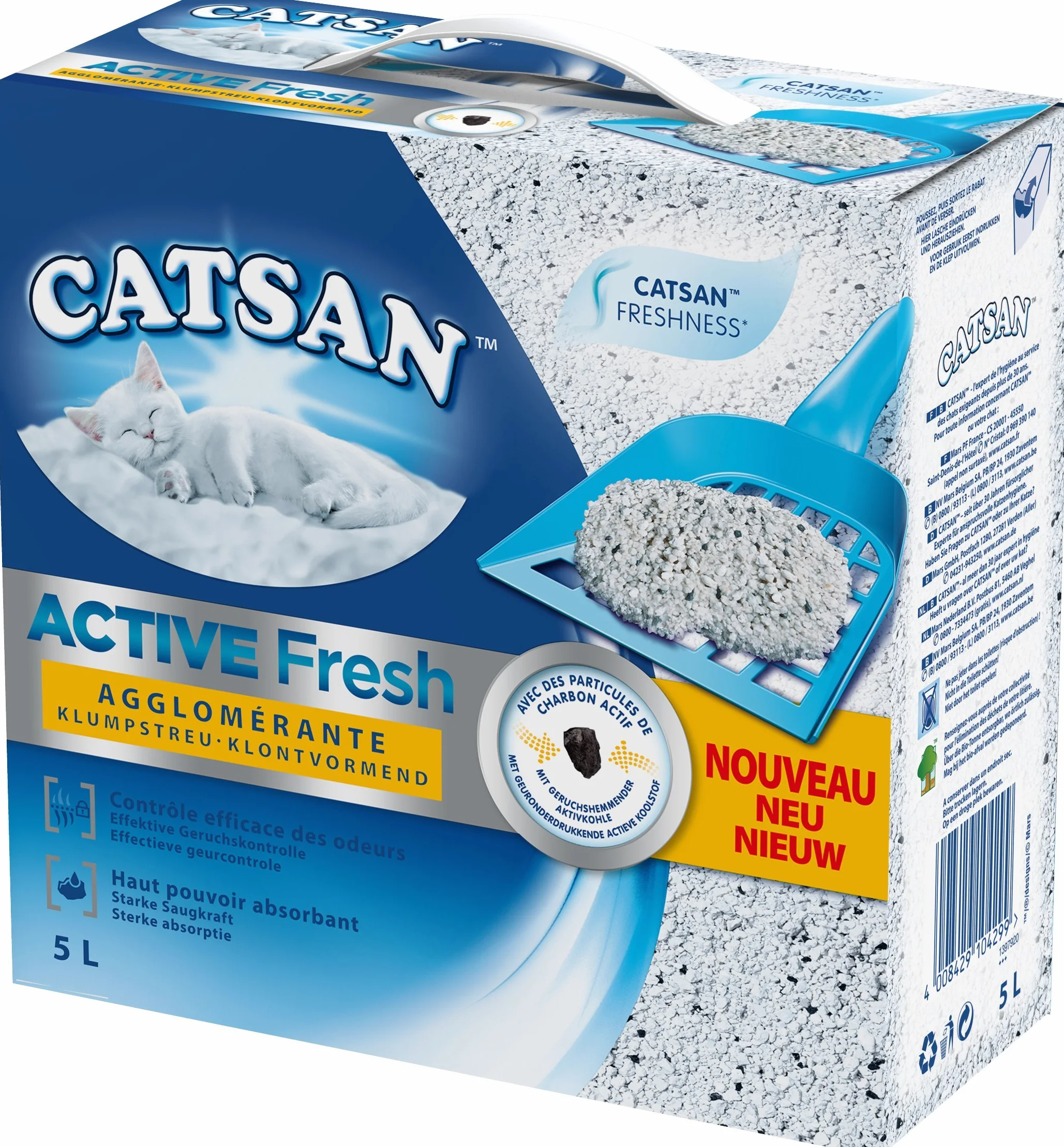 Catsan Active Fresh - Litière Minérale Agglomérante pour Chat 5 L (Lot de 4)