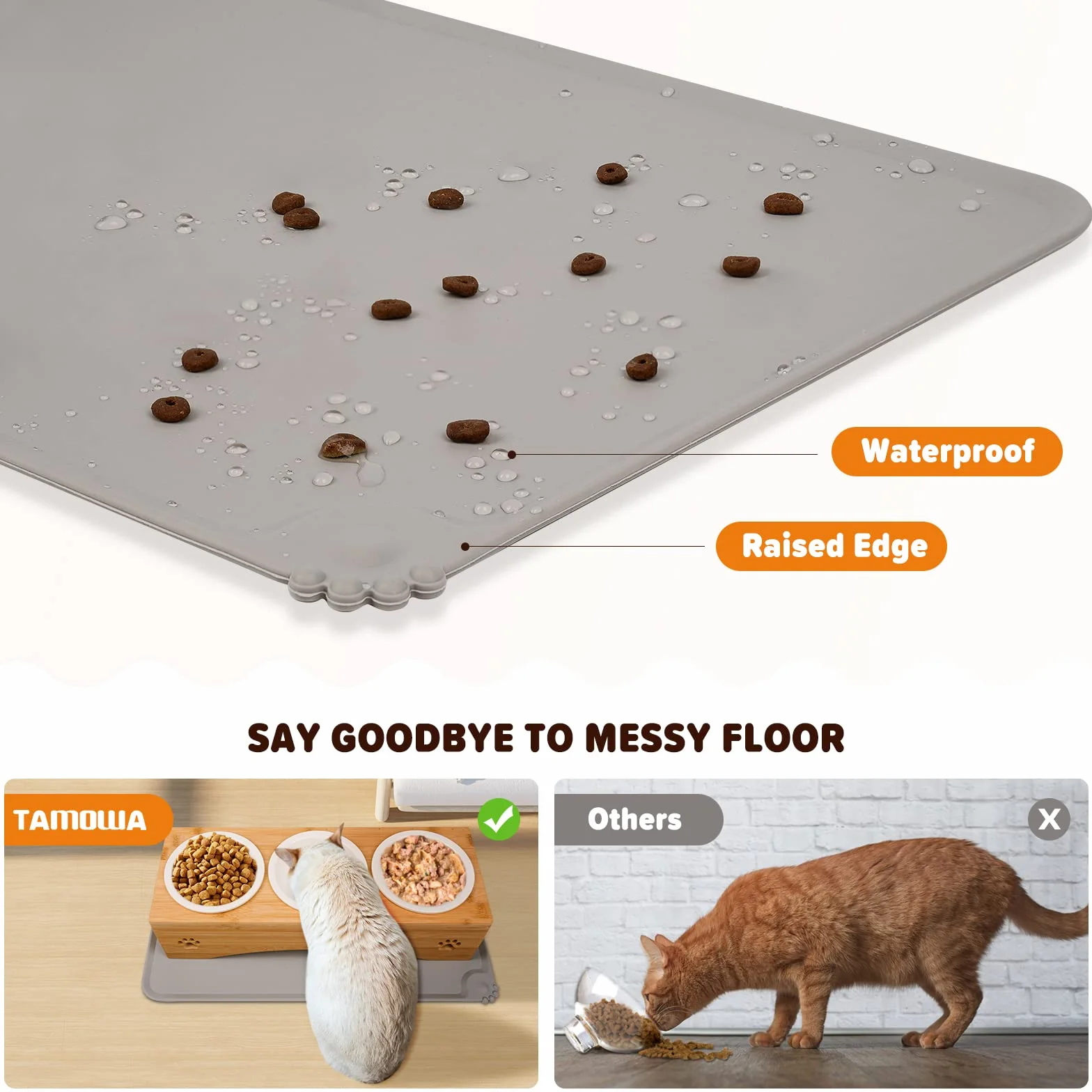 Lot de 3 gamelles surélevées pour chat avec support de gamelle en silicone, gamelle en céramique, gamelle pour chiens et chats et petits chiens