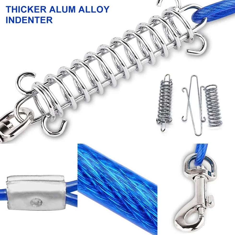 Câble d'attache pour Chiens,Chien d'arrêt,3m/5m de Laisse pour Chien,Laisse de Cabine avec Ressort Amortisseur pour Chiens de Taille Moyenne et Grande Camping,Jardin,Course,Parc en Plein Air