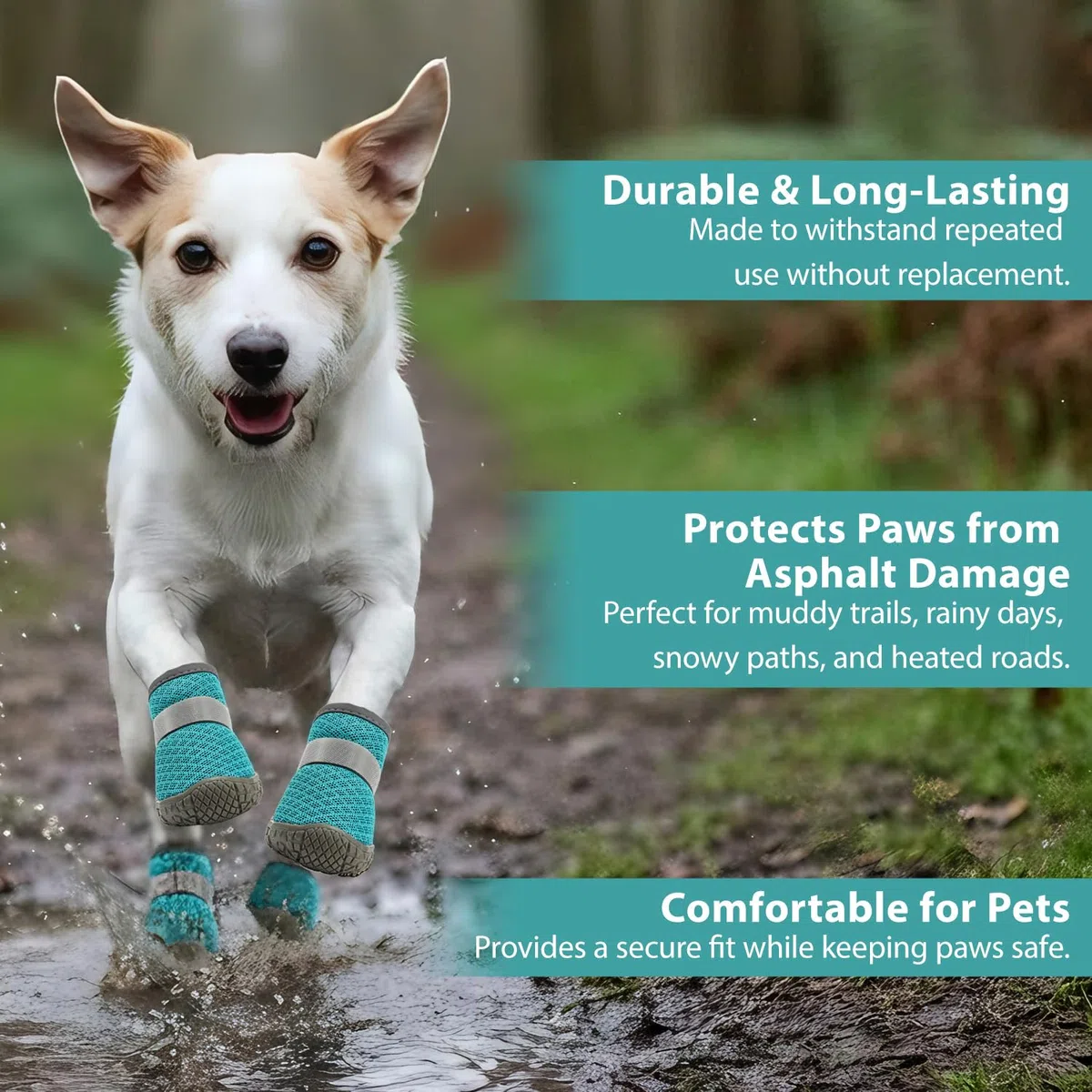 Bottes pour Petits Chiens (4 pcs), Protecteurs de Pattes en Maille Légère pour Chiens XS jusqu'à 12kg, Chaussures Antidérapantes Réglables pour Balades & Pattes Blessées (Bleu)
