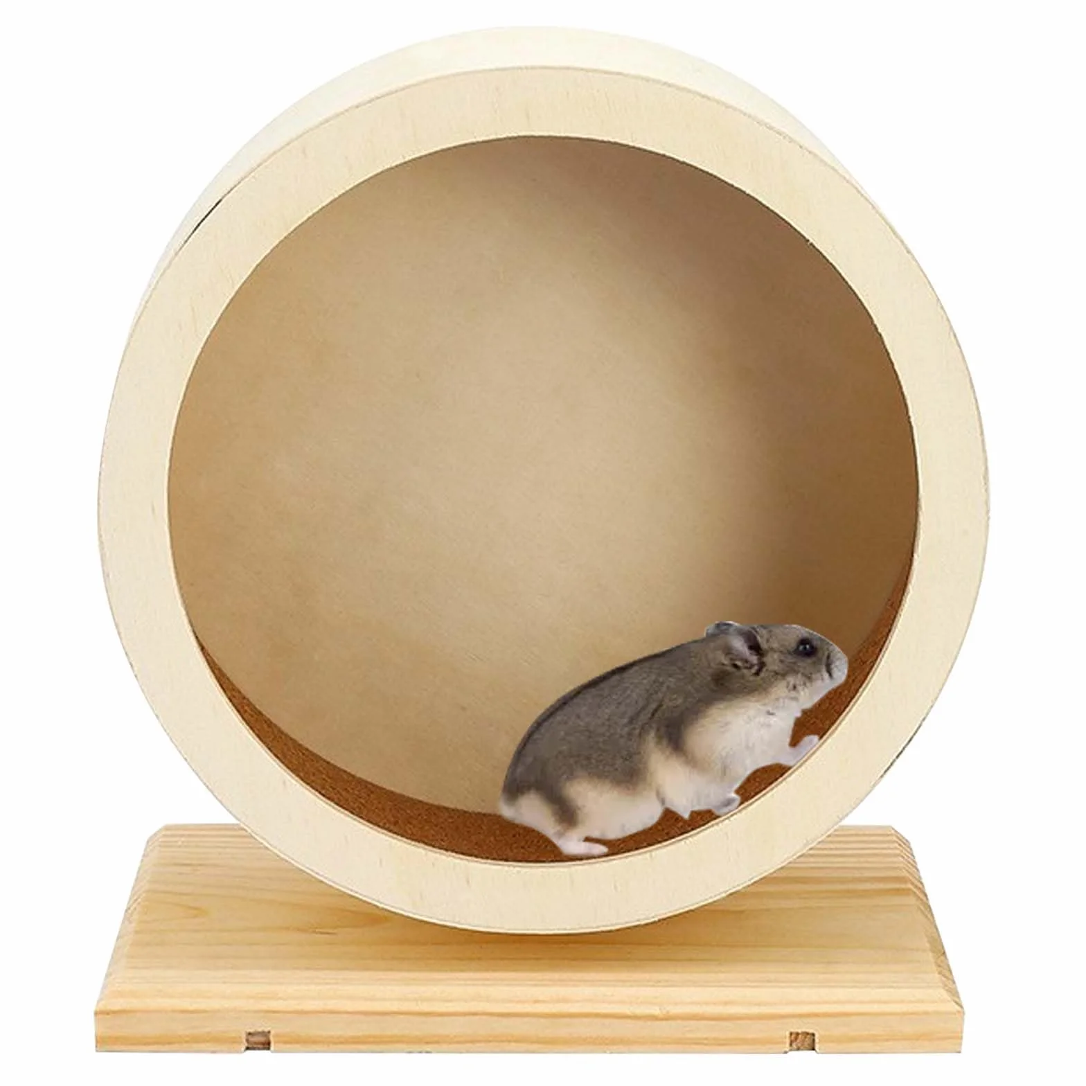 Roue pour hamsters, en bois, Ø 15 cm, avec bande de roulement en liège, silencieuse et pour petits animaux